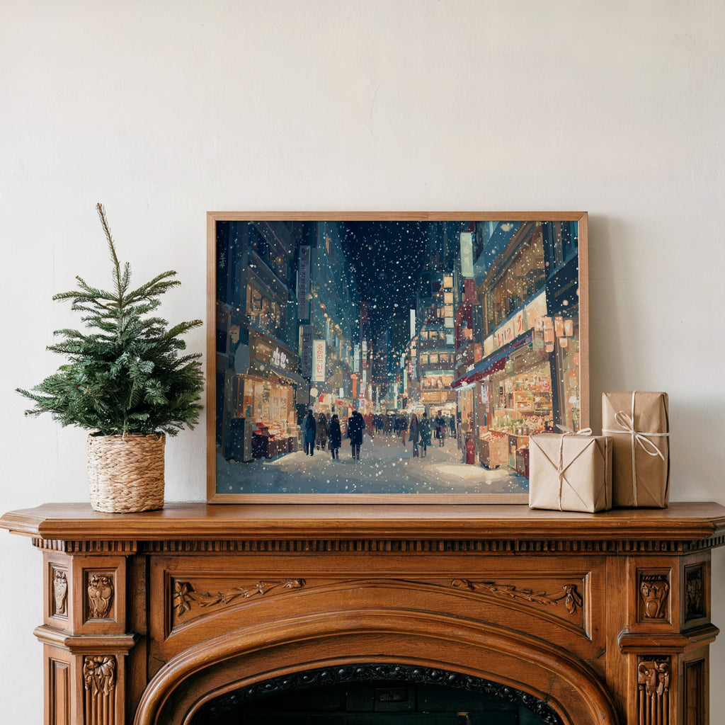 Seoul Korea Christmas Wall Art, Custom Large Travel Poster Print, World Location Painting