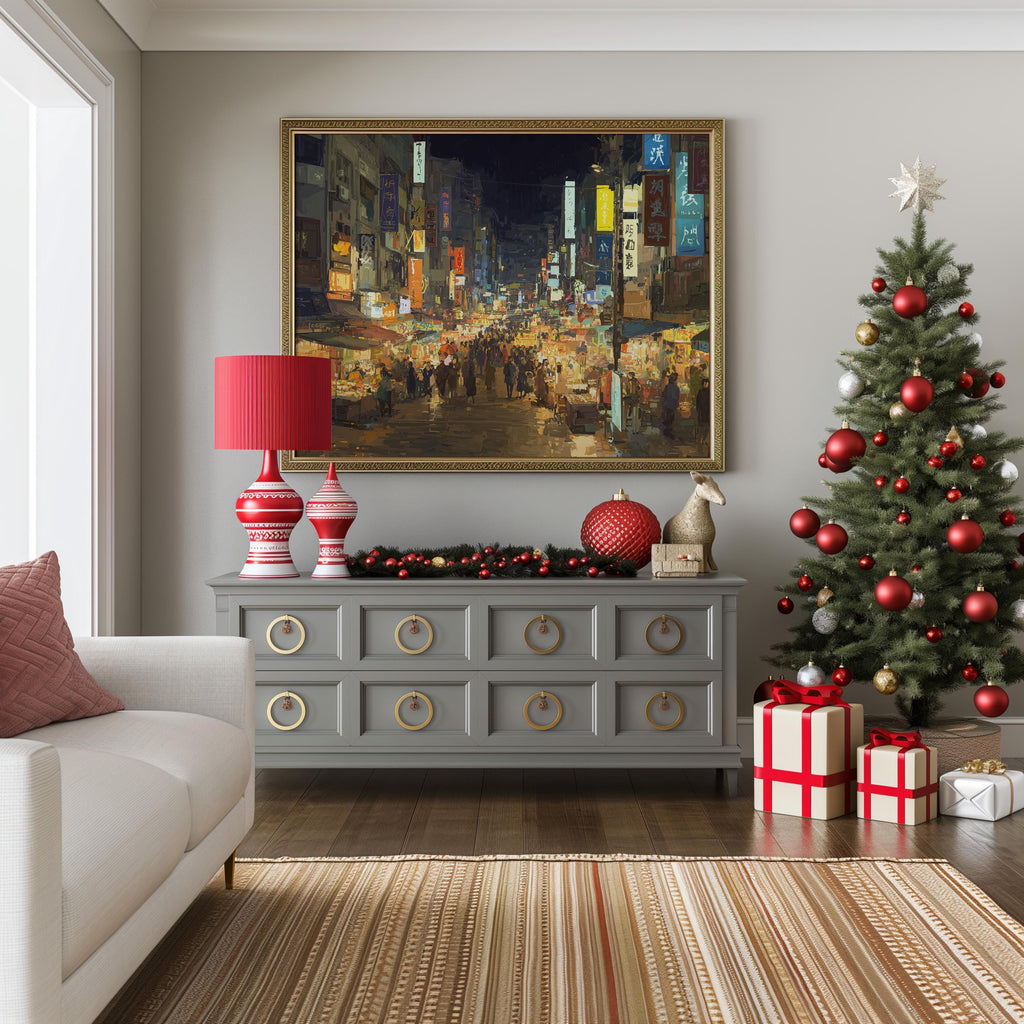 Taipei Taiwan Christmas Wall Art, Custom Large Travel Poster Print, World Location Painting