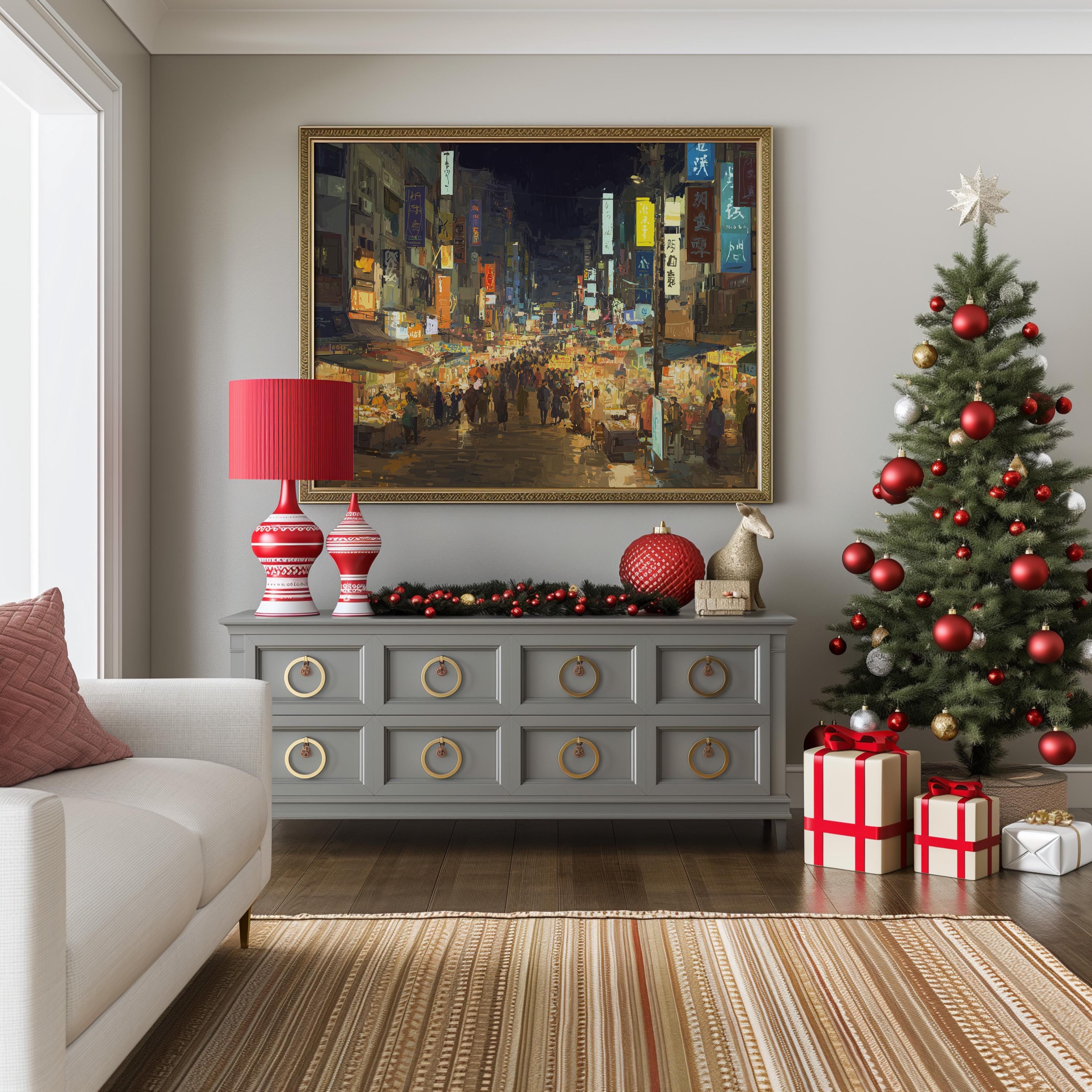 Taipei Taiwan Christmas Wall Art, Custom Large Travel Poster Print, World Location Painting