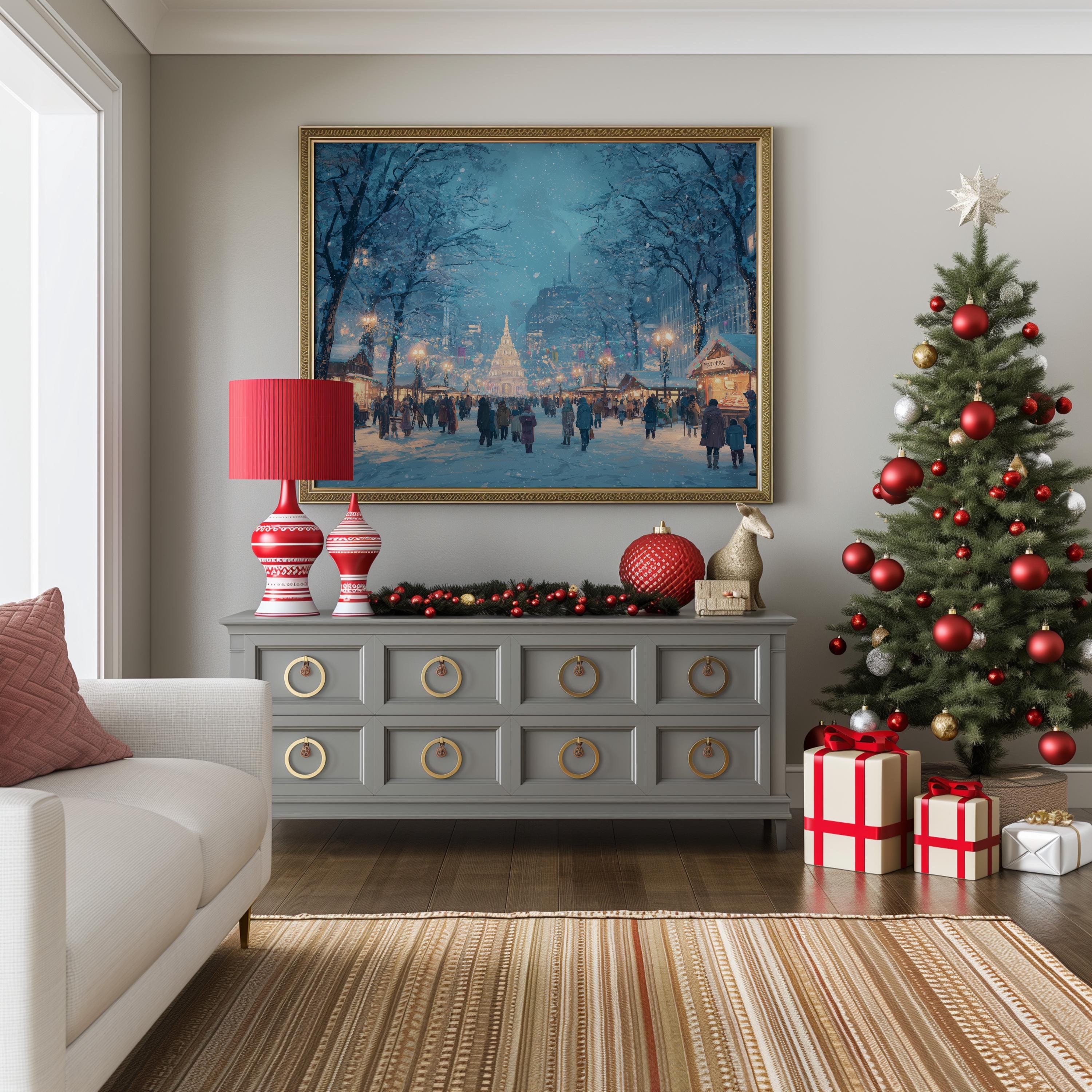 Sapporo Japan Christmas Wall Art, Custom Large Travel Poster Print, World Location Painting