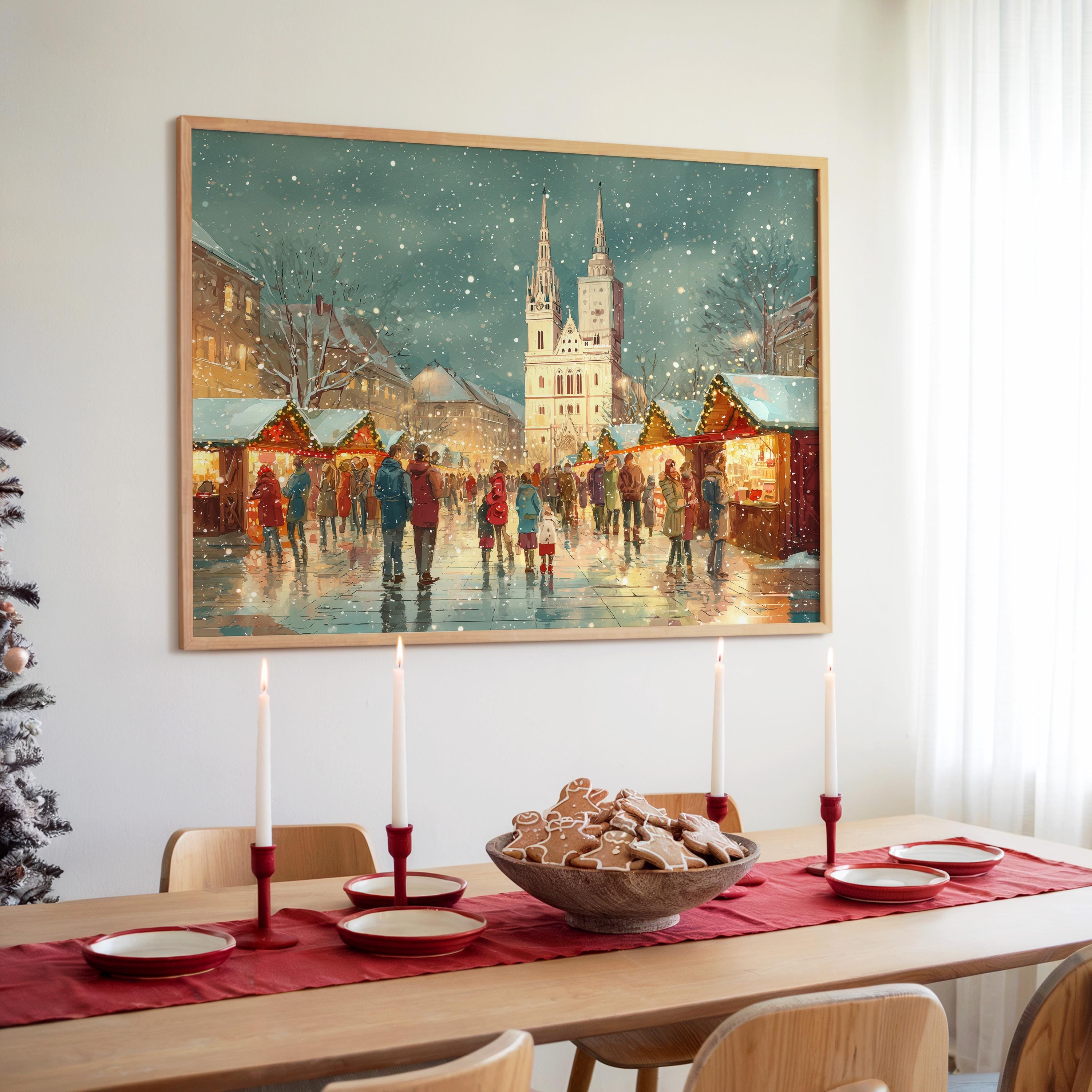 Zagreb Croatia Christmas Wall Art, Custom Large Travel Poster Print, World Location Painting