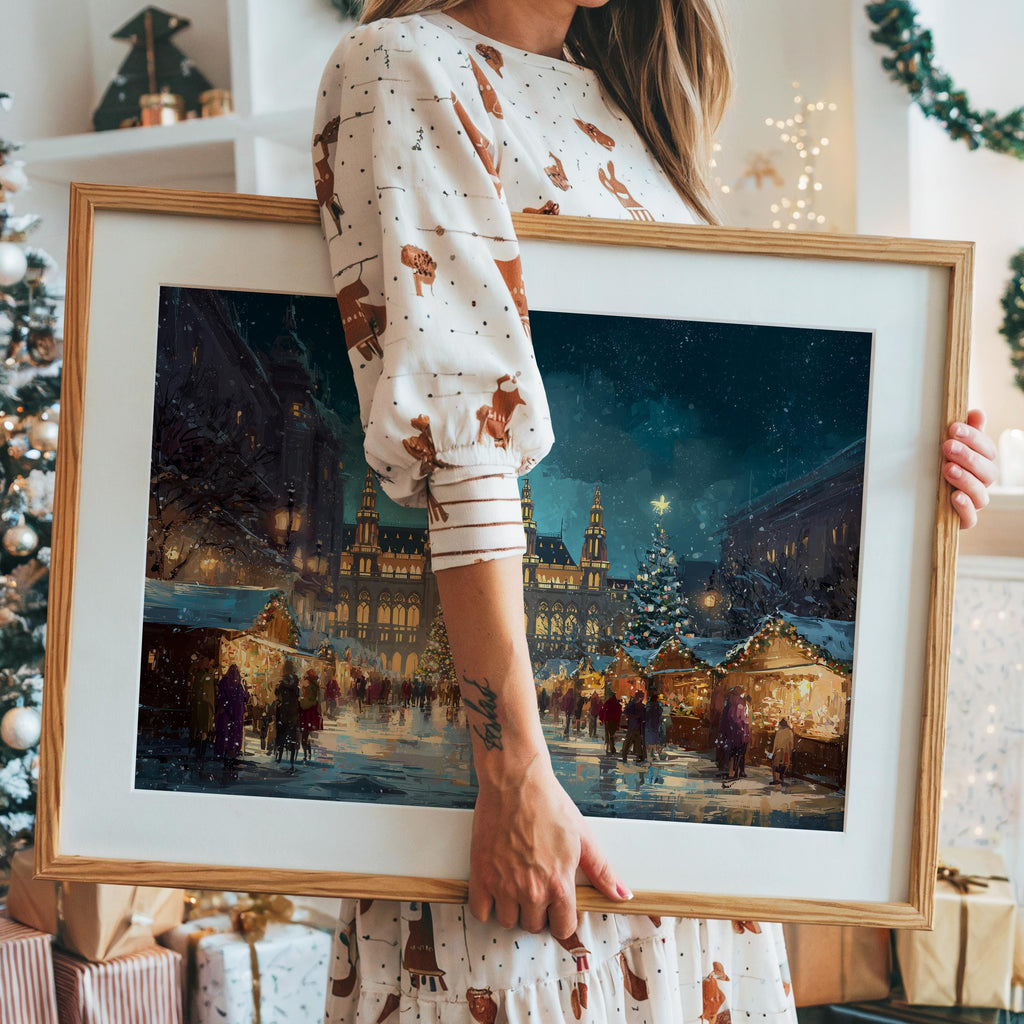 Vienna Austria Christmas Wall Art, Custom Large Travel Poster Print, World Location Painting