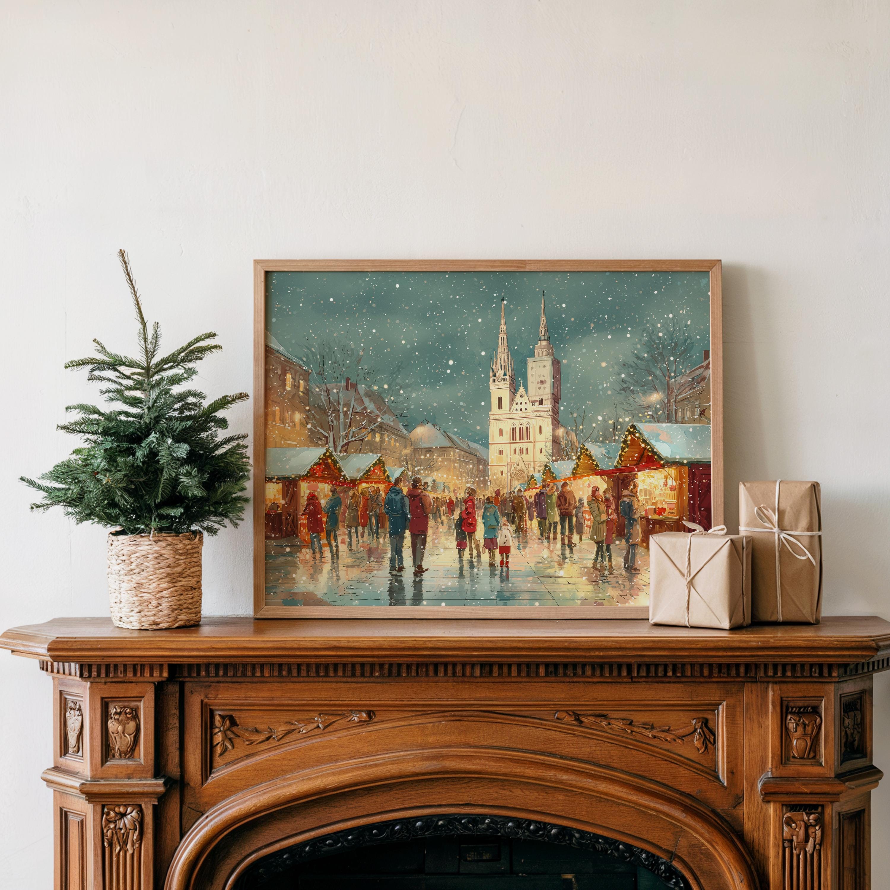 Zagreb Croatia Christmas Wall Art, Custom Large Travel Poster Print, World Location Painting