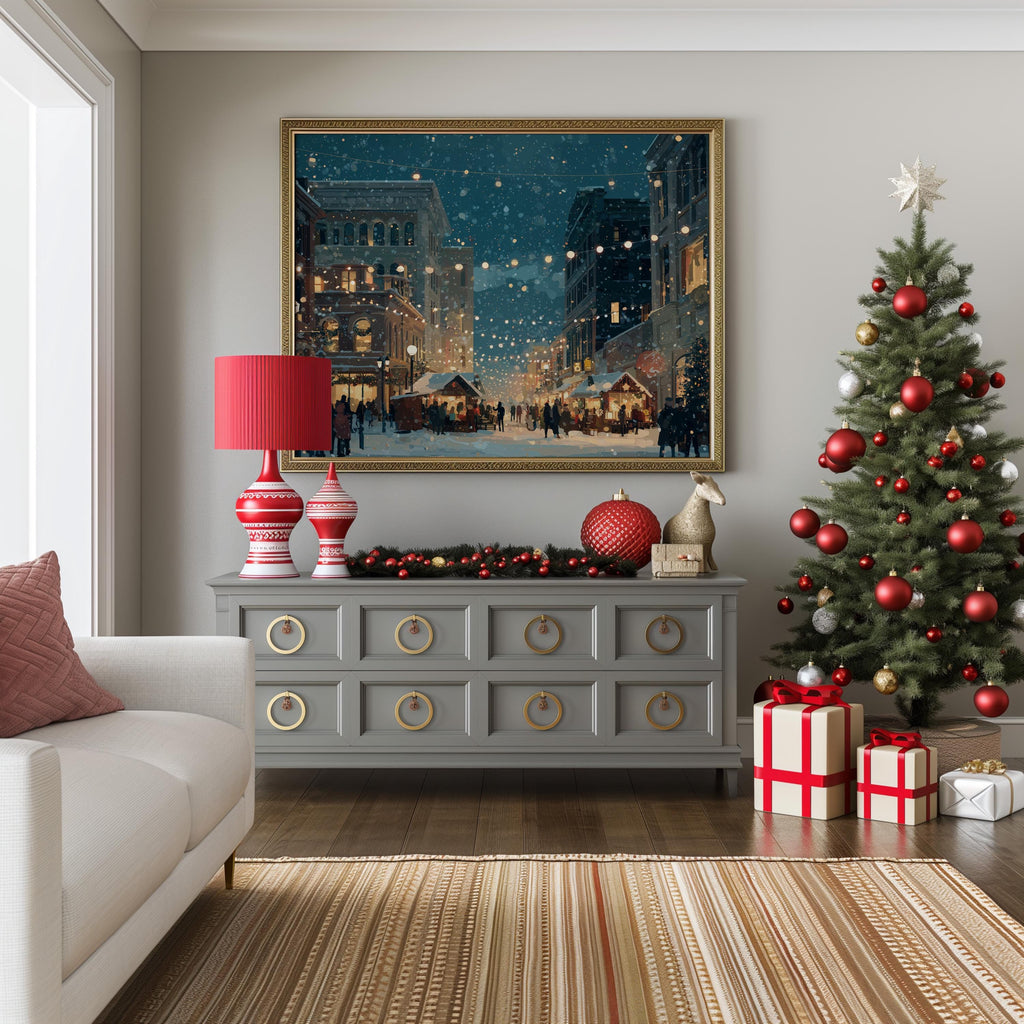 Winnipeg Canada Christmas Wall Art, Custom Large Travel Poster Print, World Location Painting