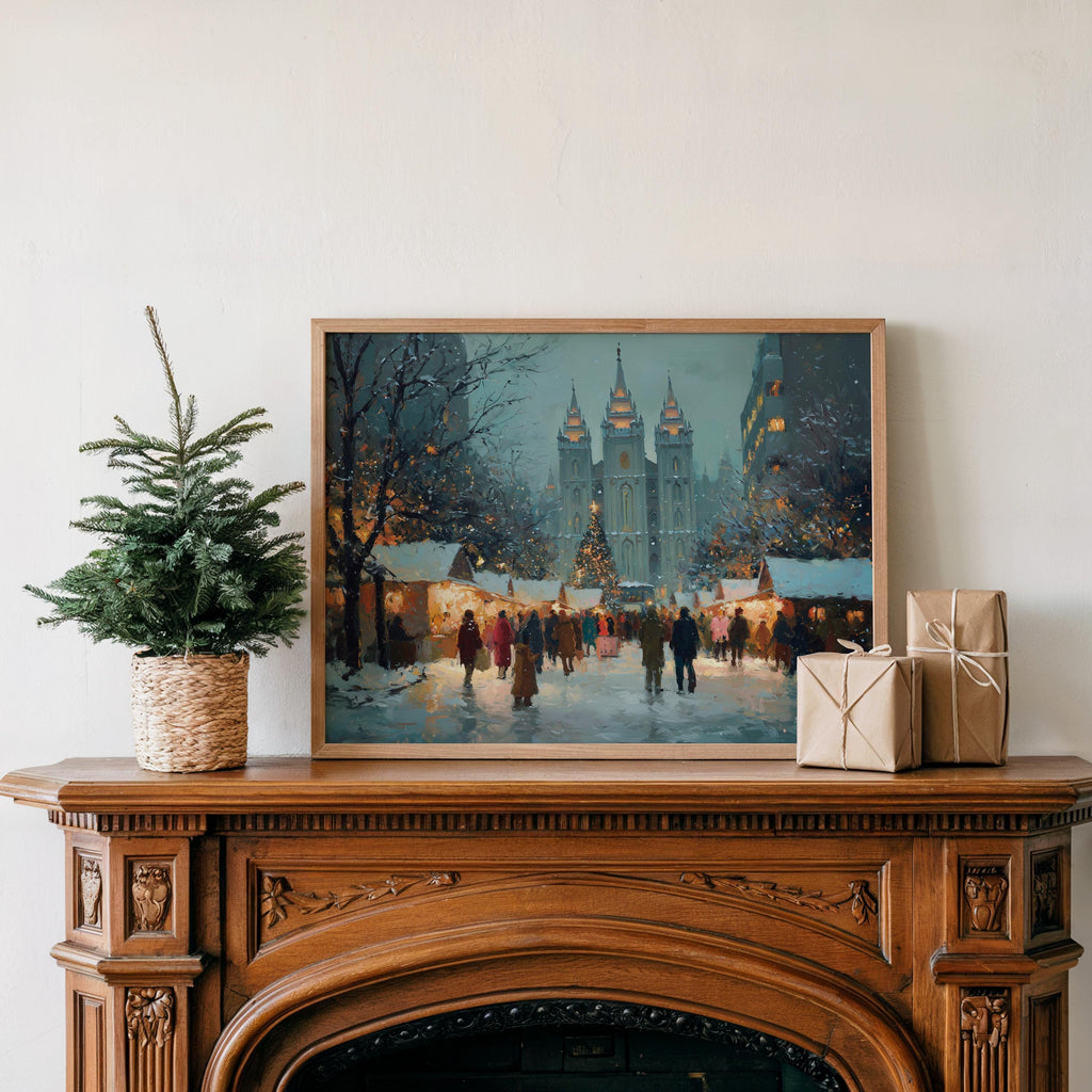 Salt Lake City Utah Christmas Wall Art, Custom Large Travel Poster Print, World Location Painting