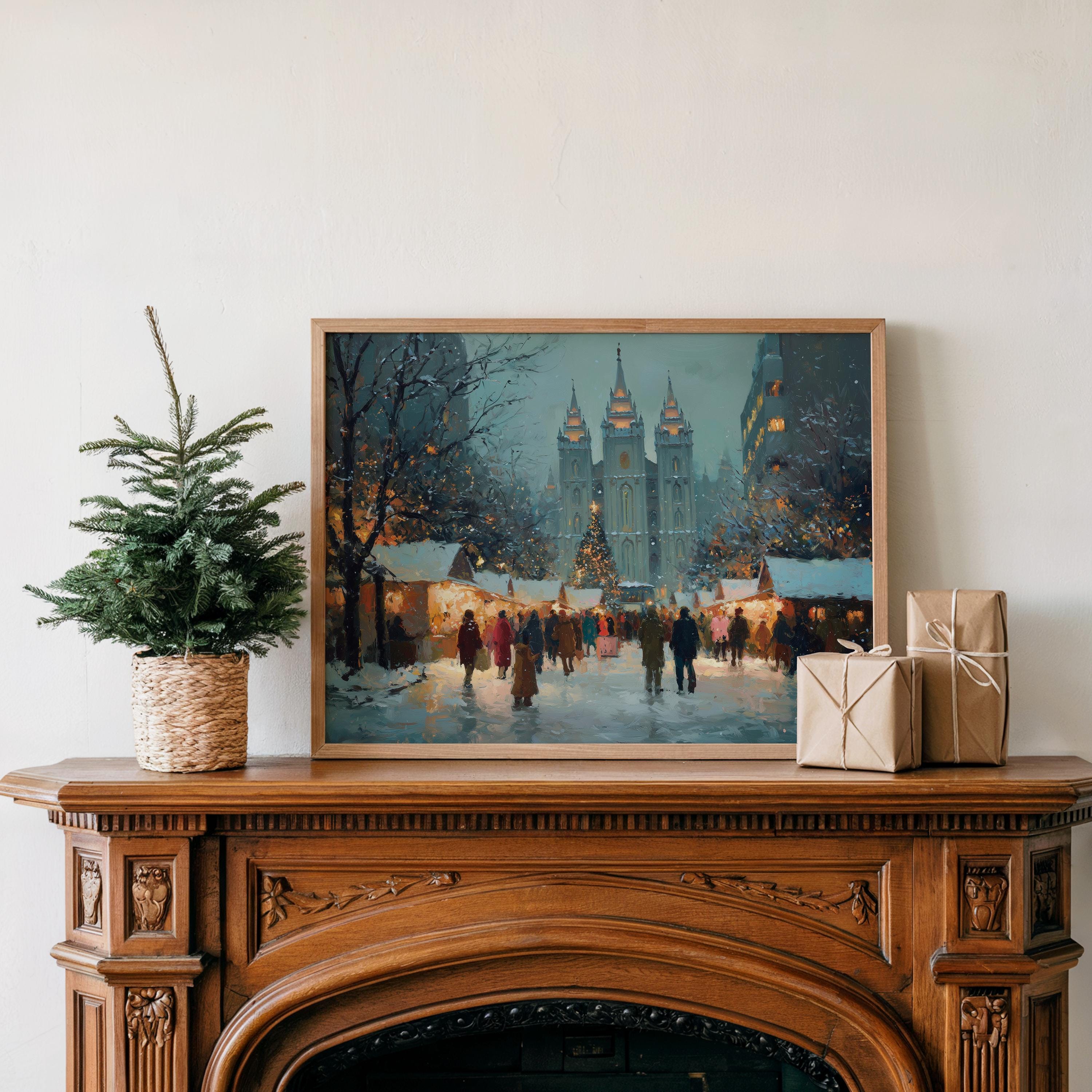 Salt Lake City Utah Christmas Wall Art, Custom Large Travel Poster Print, World Location Painting