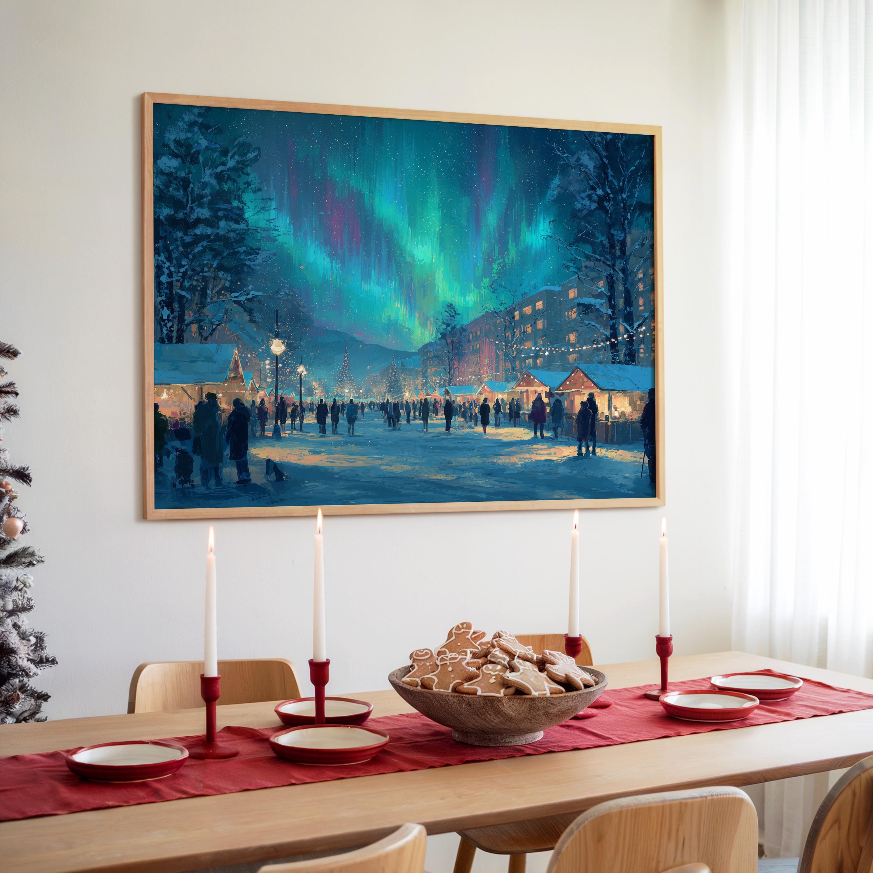 Anchorages Alaska Christmas Wall Art, Custom Large Travel Poster Print, World Location Painting