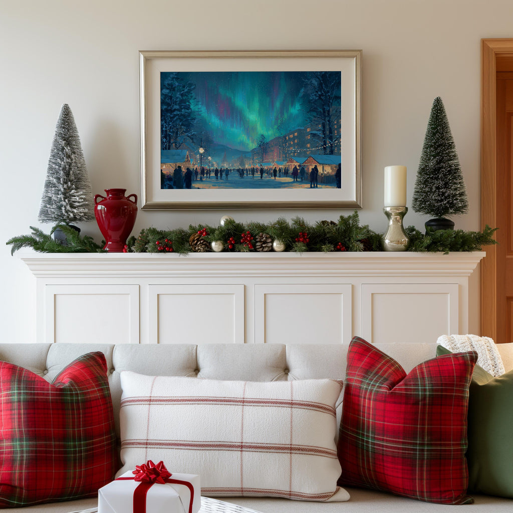 Anchorages Alaska Christmas Wall Art, Custom Large Travel Poster Print, World Location Painting