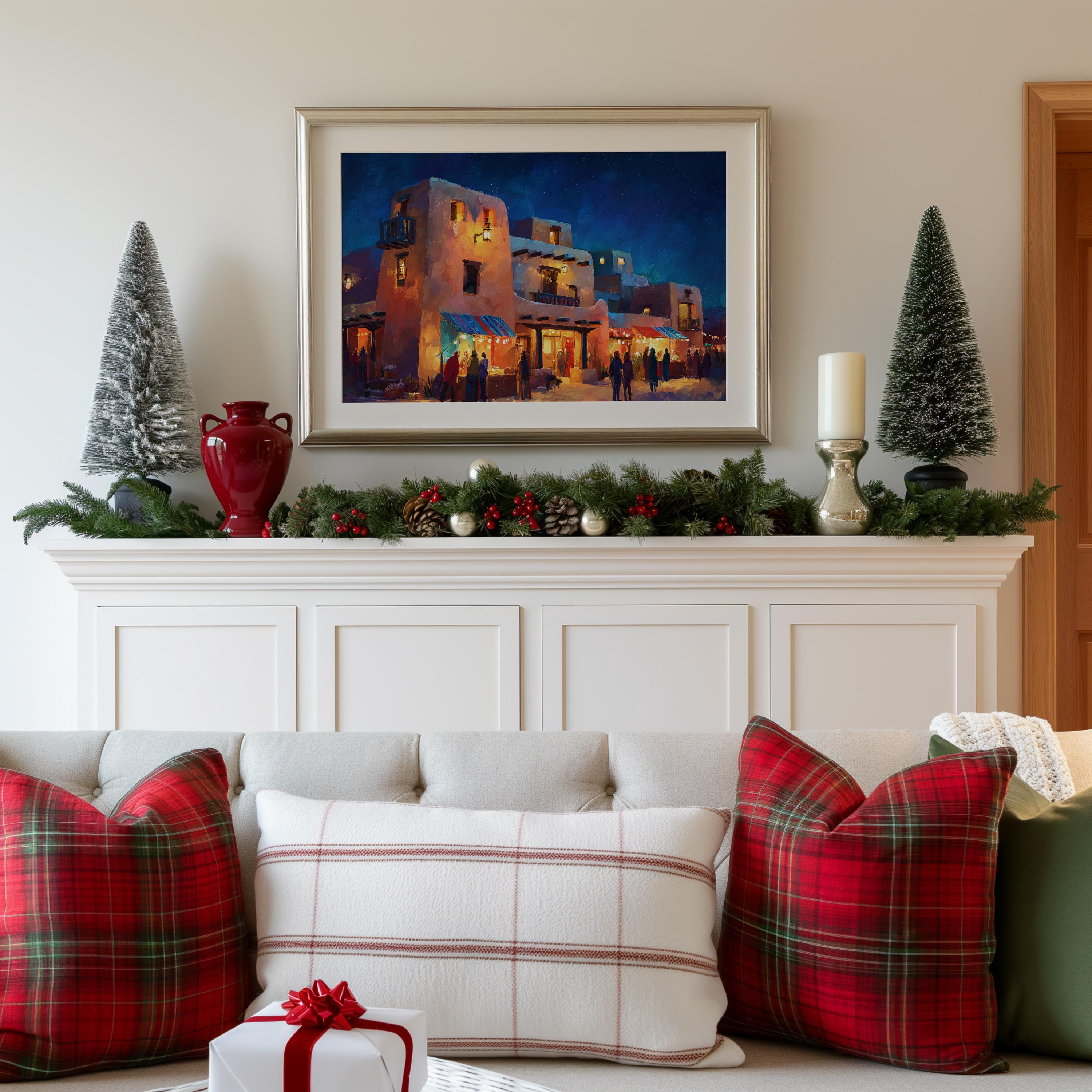 Albuquerques New Mexico Christmas Wall Art, Custom Large Travel Poster Print, World Location Painting
