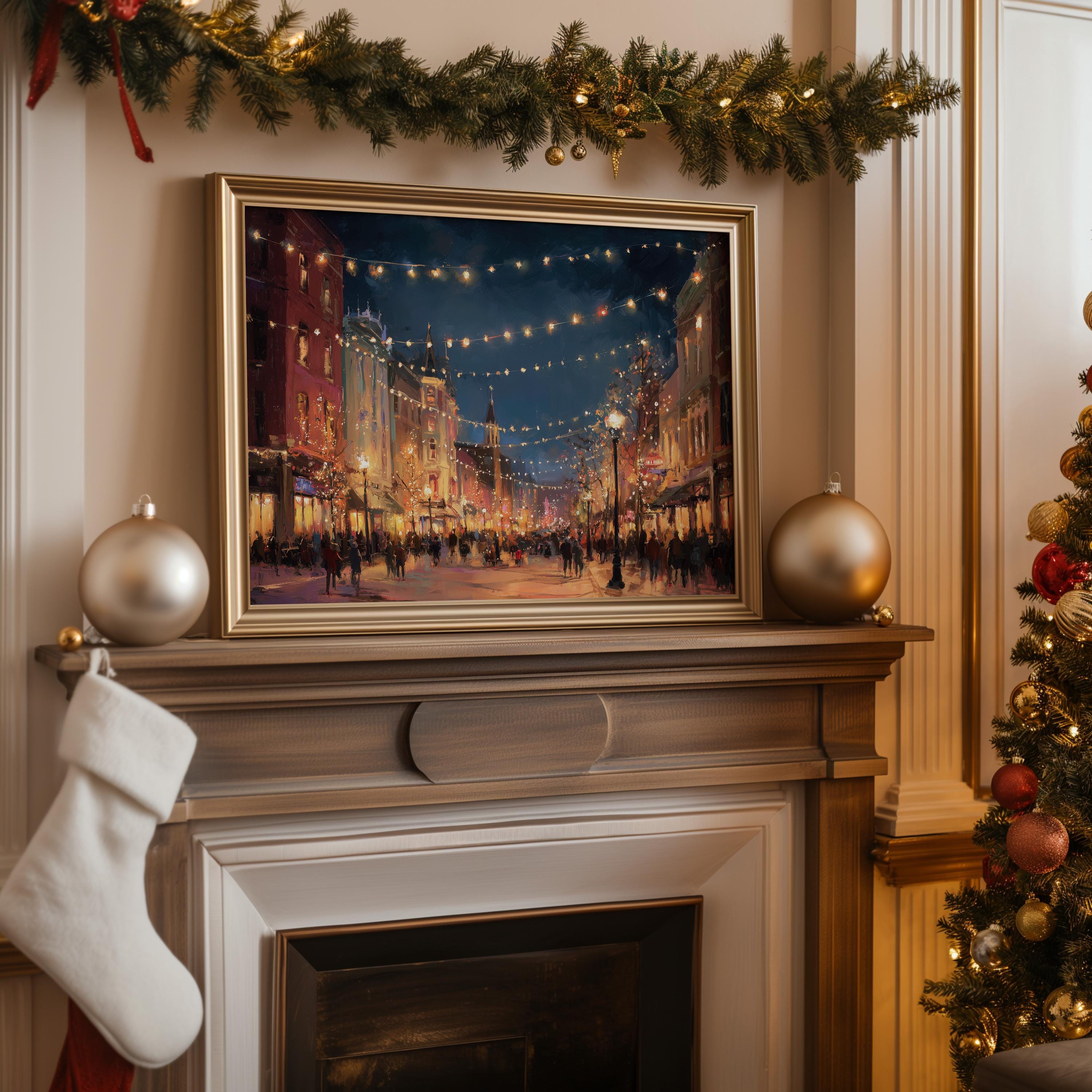 Birmingham Alabama Christmas Wall Art, Custom Large Travel Poster Print, World Location Painting