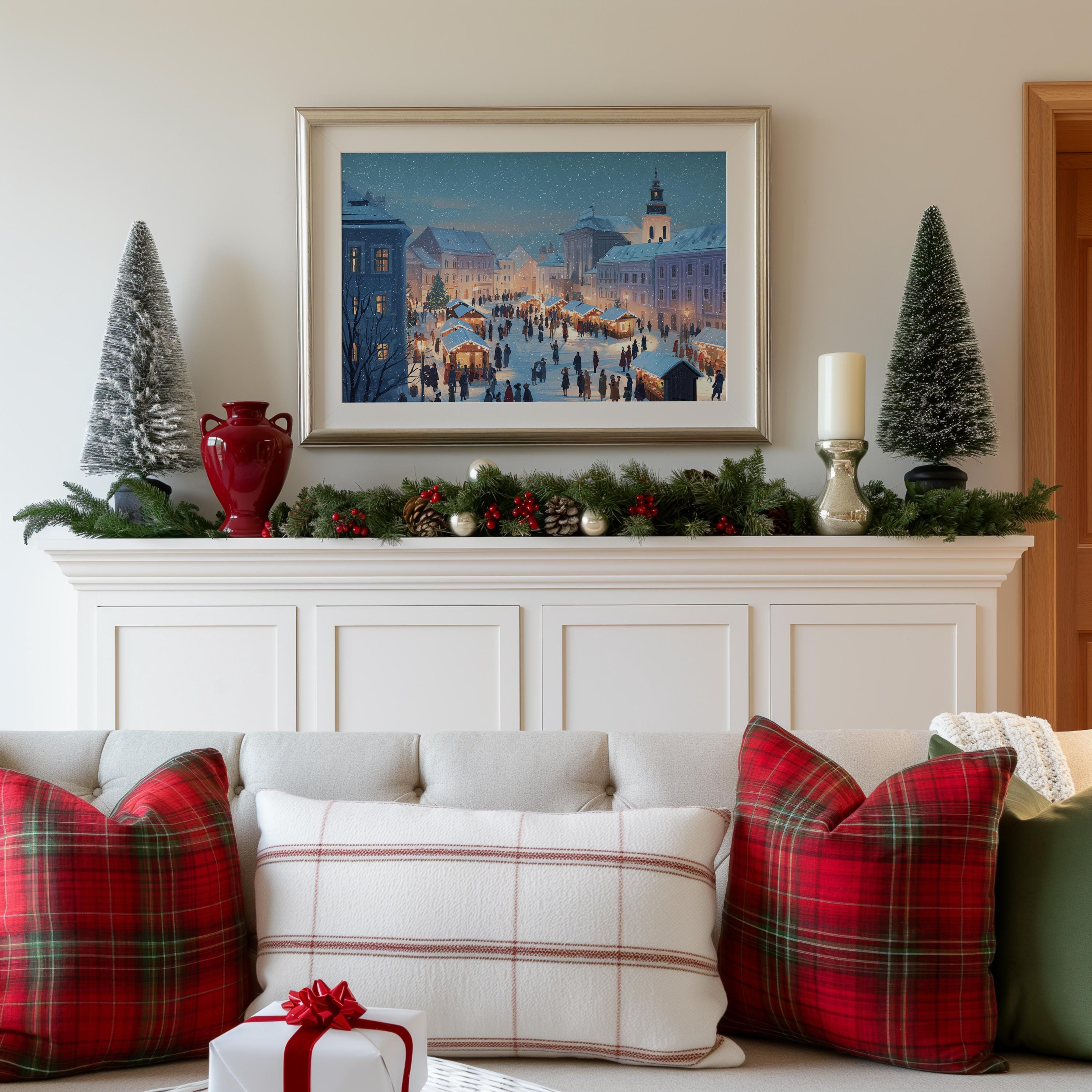 Bratislava Slovakia Christmas Wall Art, Custom Large Travel Poster Print, World Location Painting