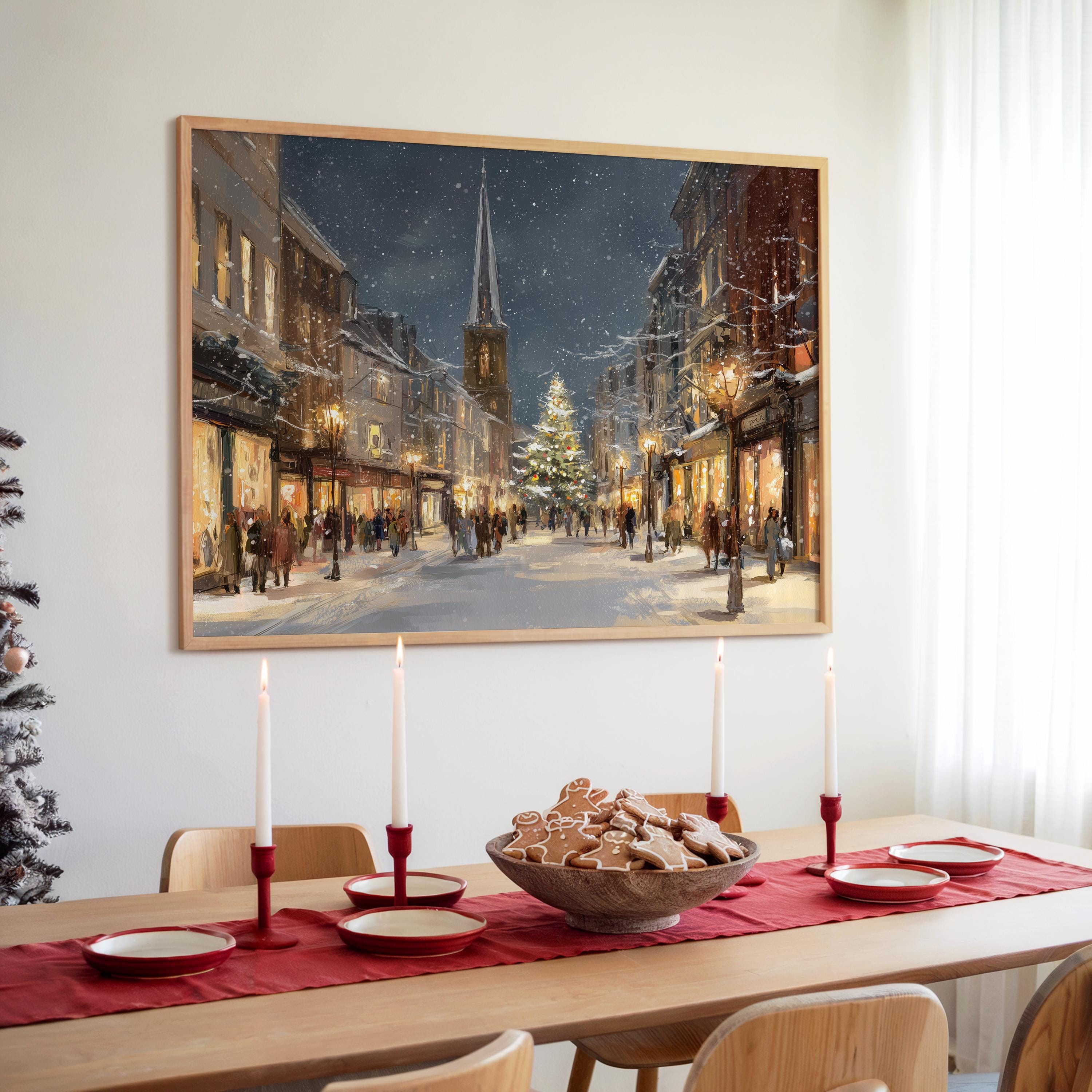 Burlington Vermont Christmas Wall Art, Custom Large Travel Poster Print, World Location Painting