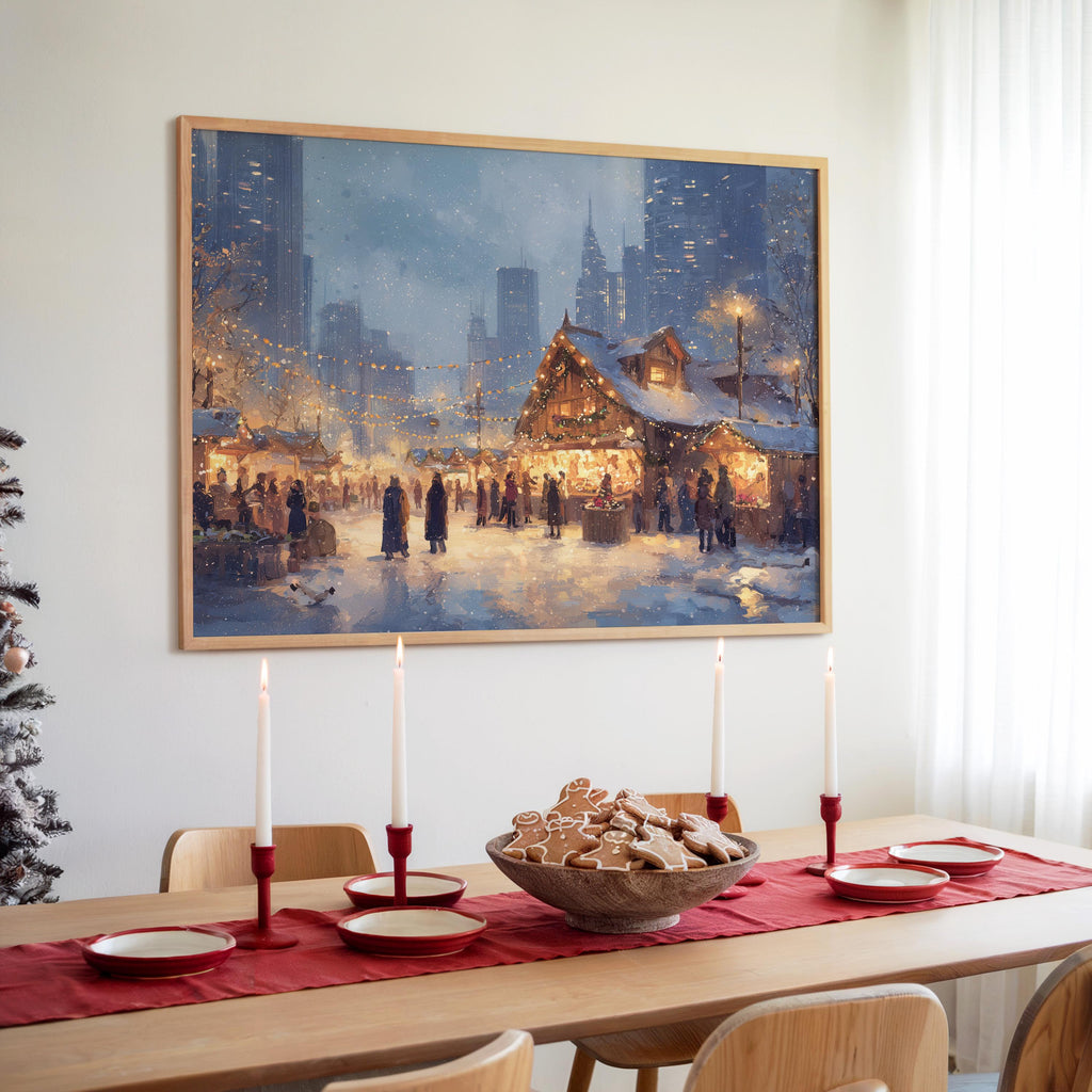 Chicago Illinois Christmas Wall Art, Custom Large Travel Poster Print, World Location Painting