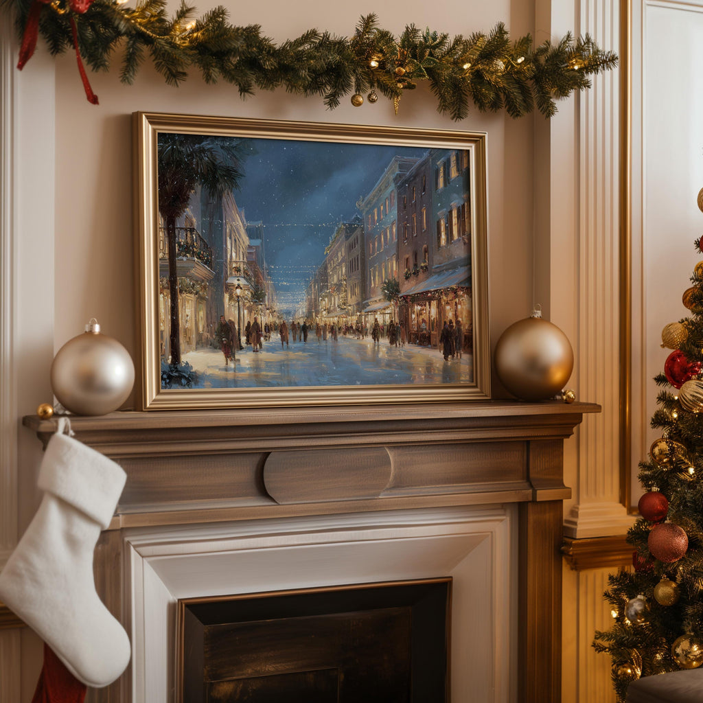 Charleston West Virginia Christmas Wall Art, Custom Large Travel Poster Print, World Location Painting