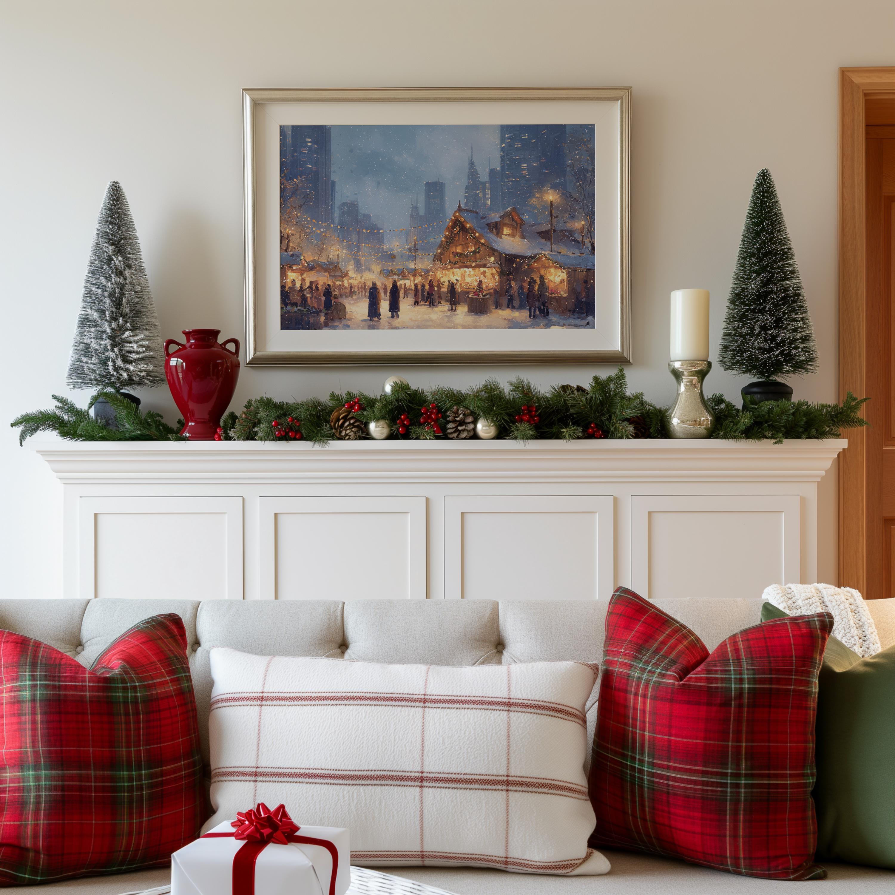 Chicago Illinois Christmas Wall Art, Custom Large Travel Poster Print, World Location Painting