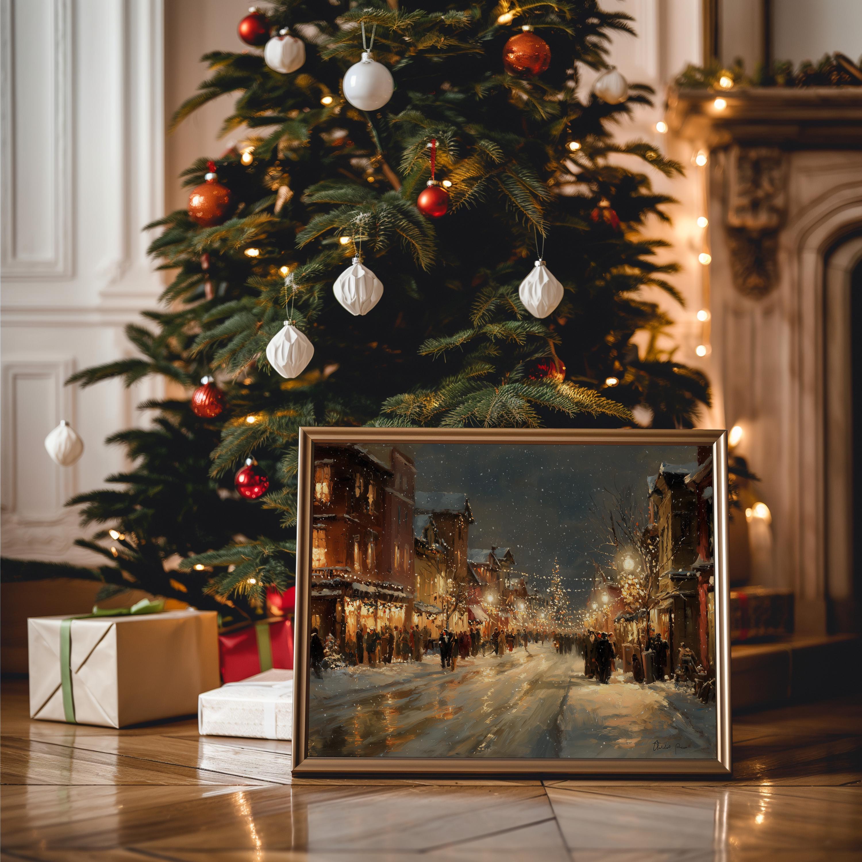 Columbus Ohio Christmas Wall Art, Custom Large Travel Poster Print, World Location Painting