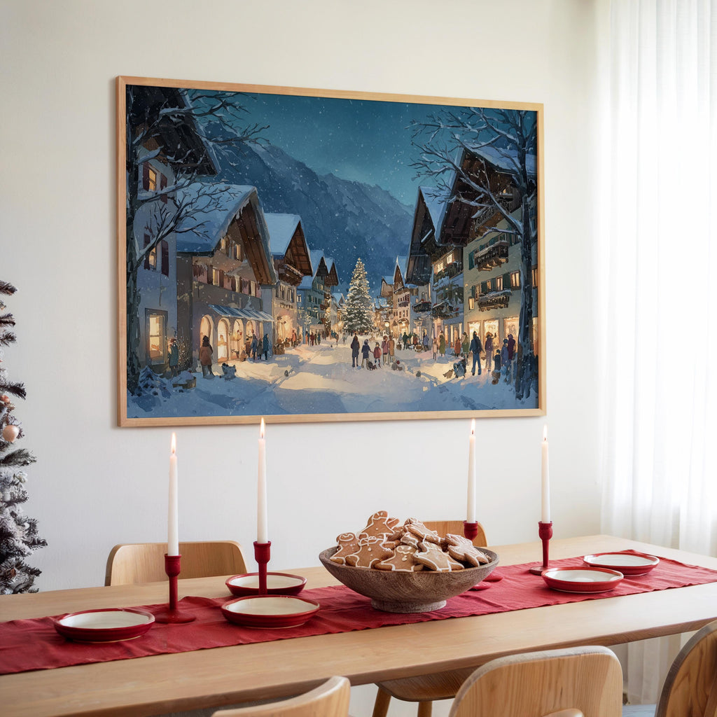 Garmisch Partenkirchen Germany Christmas Wall Art, Custom Large Travel Poster Print, World Location Painting