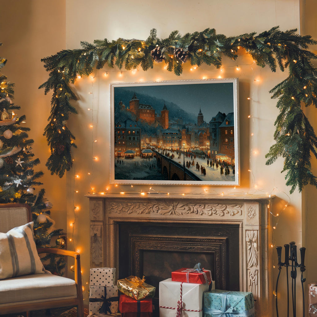 Heidelberg Germany Christmas Wall Art, Custom Large Travel Poster Print, World Location Painting