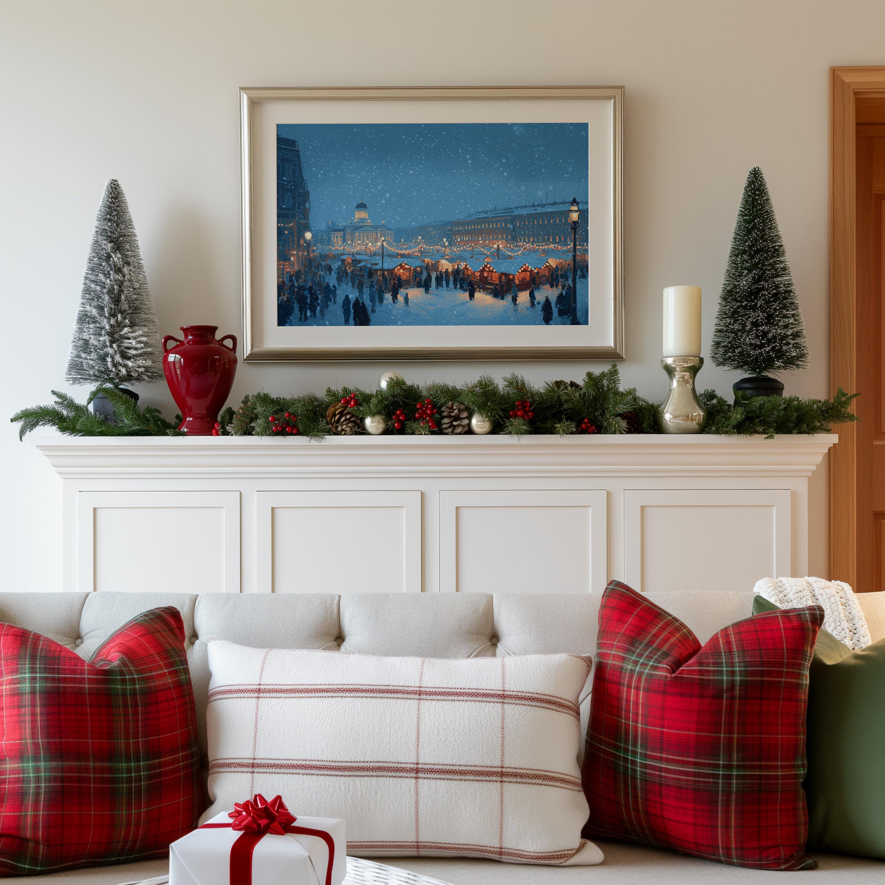 Helsinki Finland Christmas Wall Art, Custom Large Travel Poster Print, World Location Painting