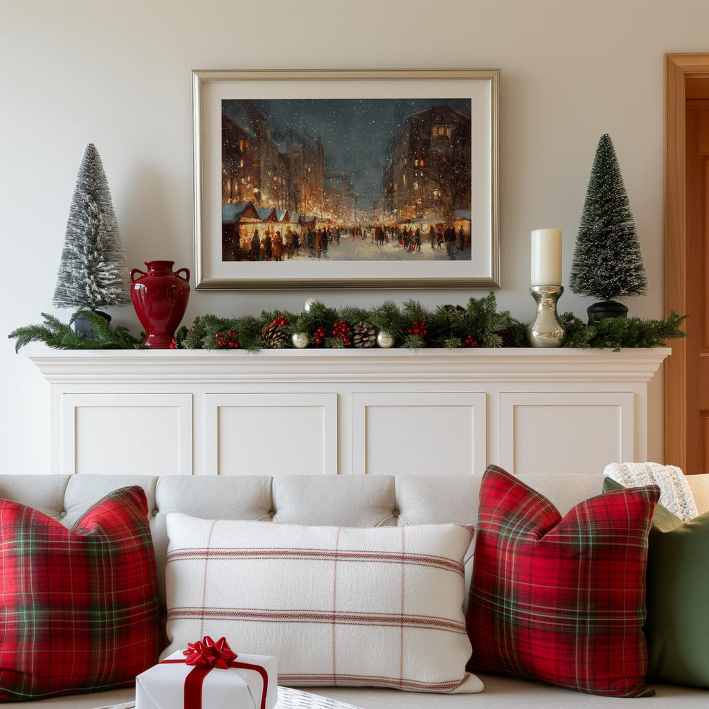 Hartford Connecticut Christmas Wall Art, Custom Large Travel Poster Print, World Location Painting