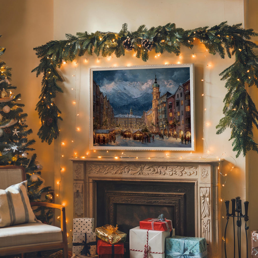 Innsbruck Austria Christmas Wall Art, Custom Large Travel Poster Print, World Location Painting