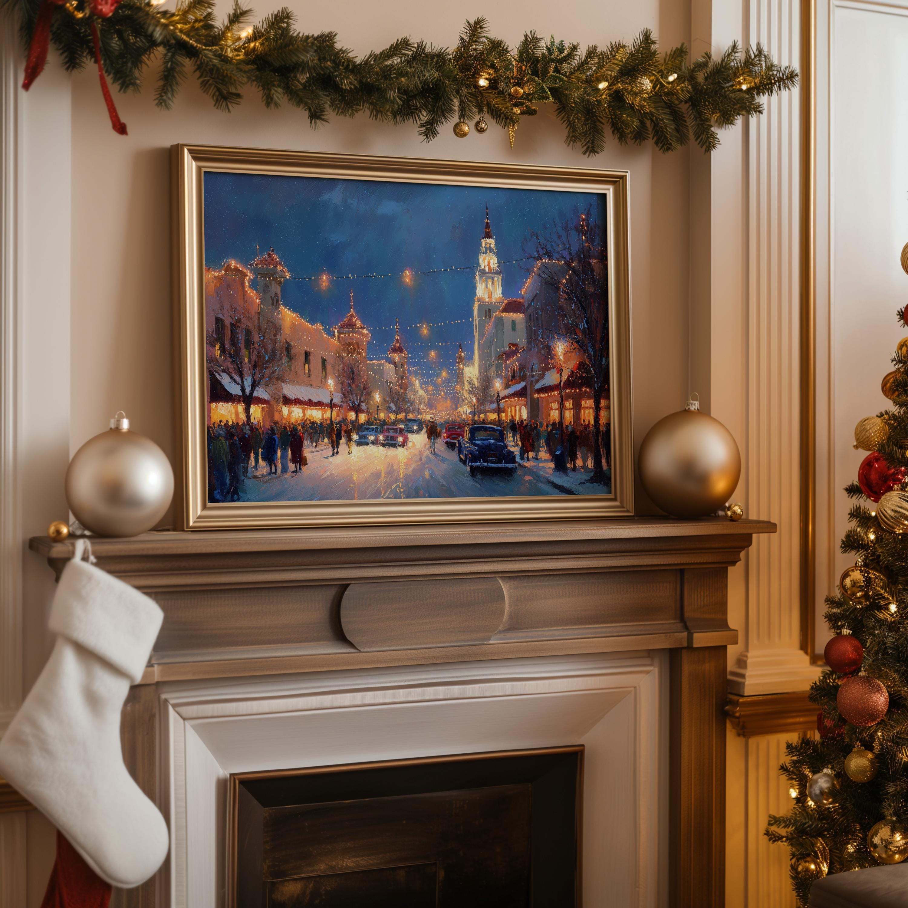 Kansas City Missouri Christmas Wall Art, Custom Large Travel Poster Print, World Location Painting