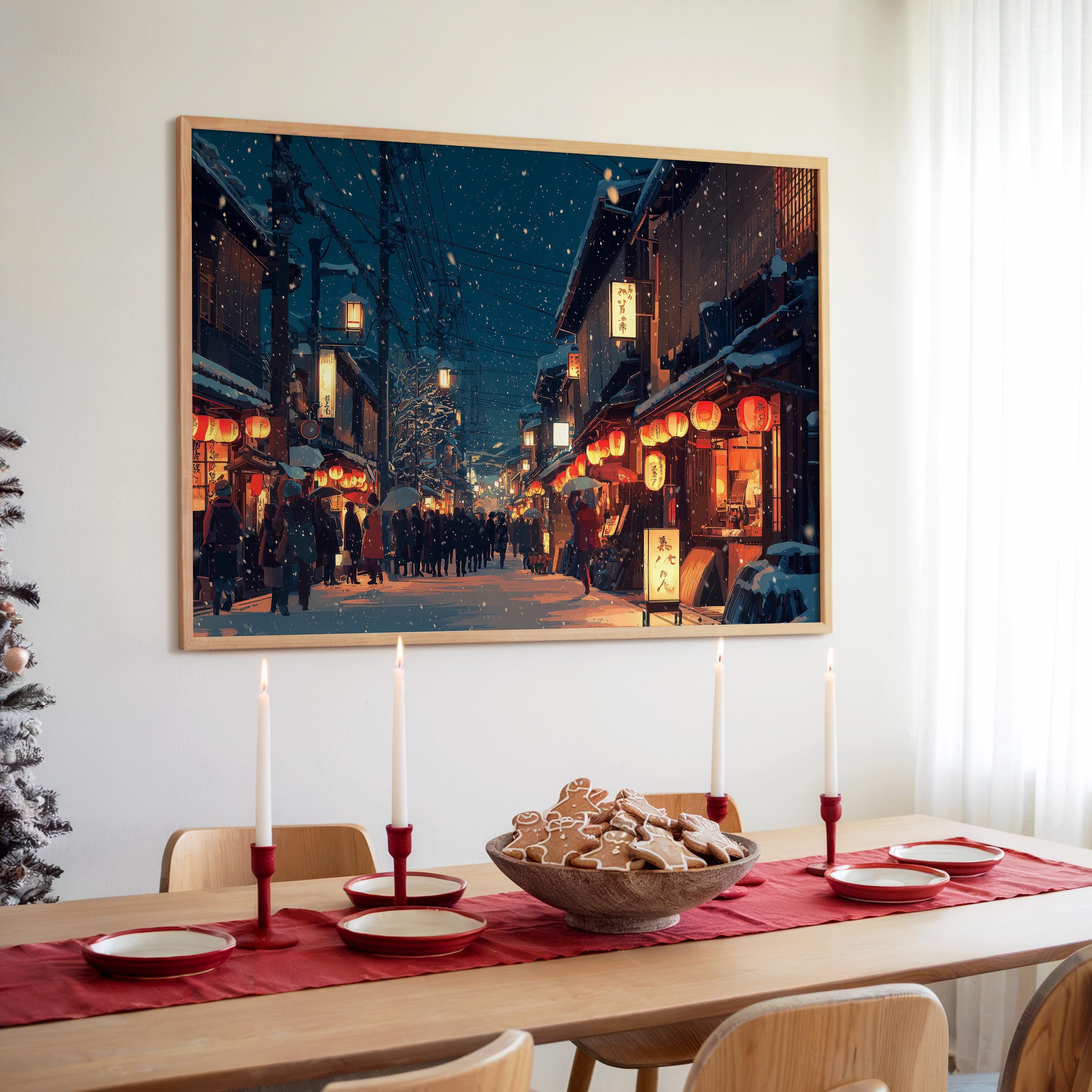 Kyoto Japan Christmas Wall Art, Custom Large Travel Poster Print, World Location Painting