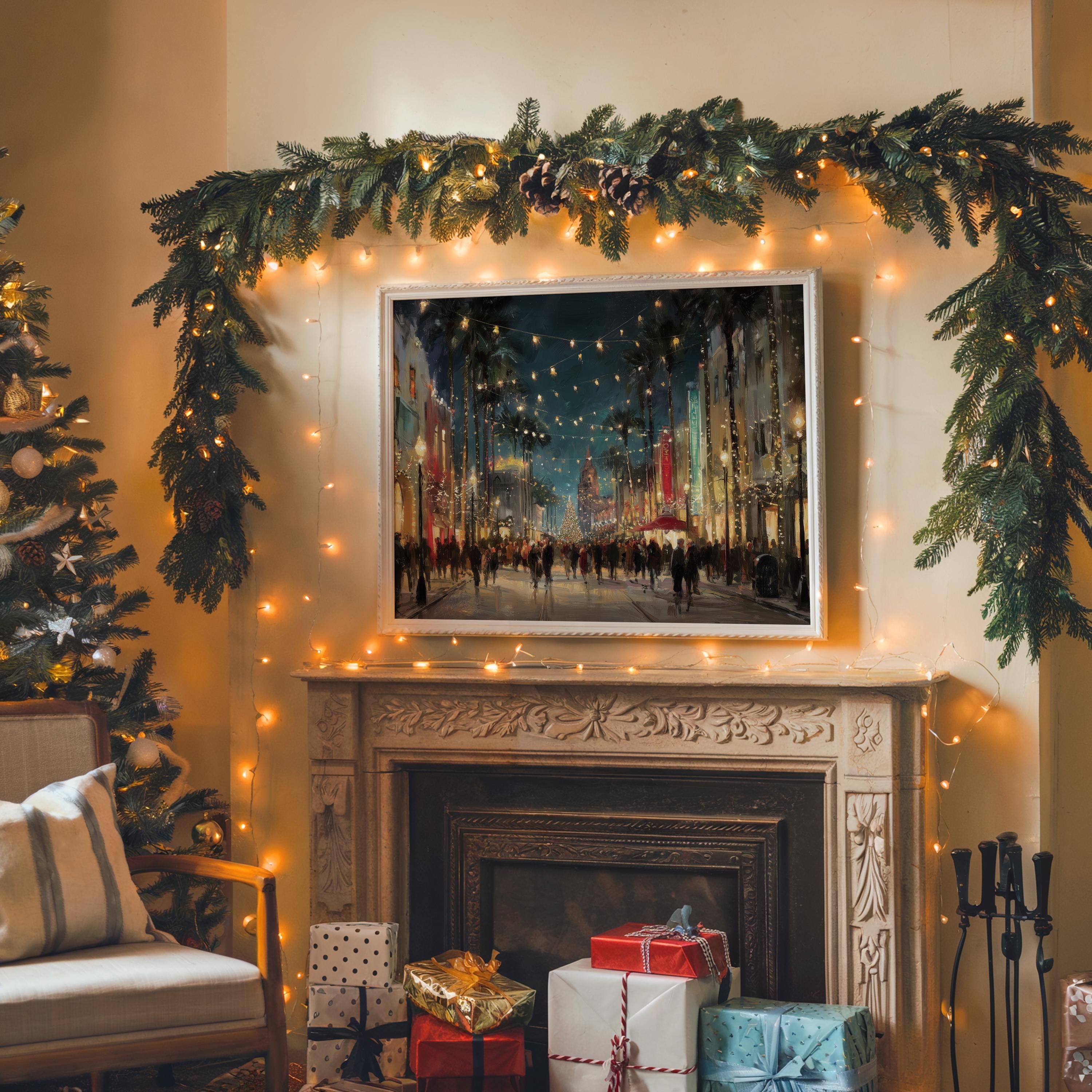 Los Angeles California Christmas Wall Art, Custom Large Travel Poster Print, World Location Painting