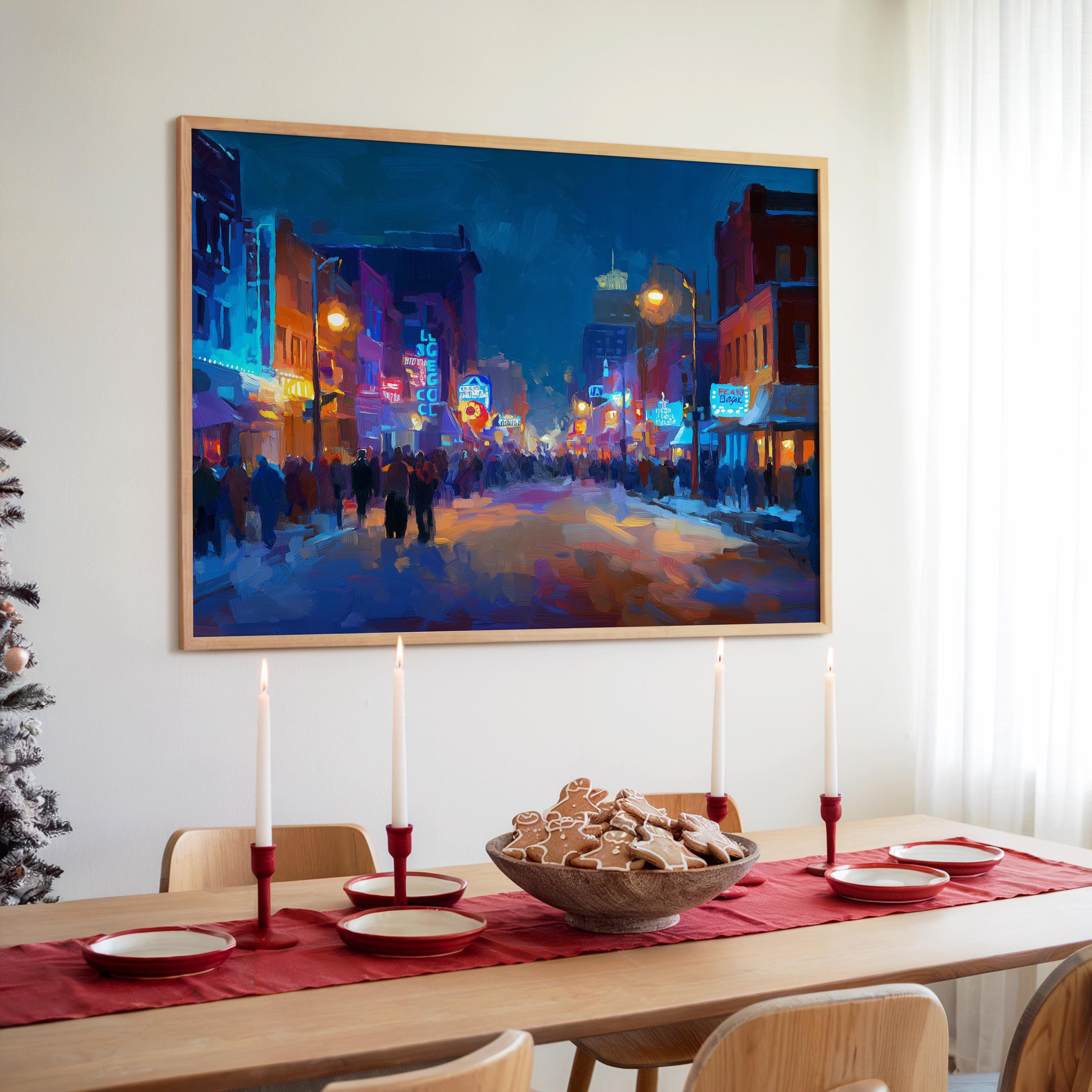 Memphis Tennessee Christmas Wall Art, Custom Large Travel Poster Print, World Location Painting