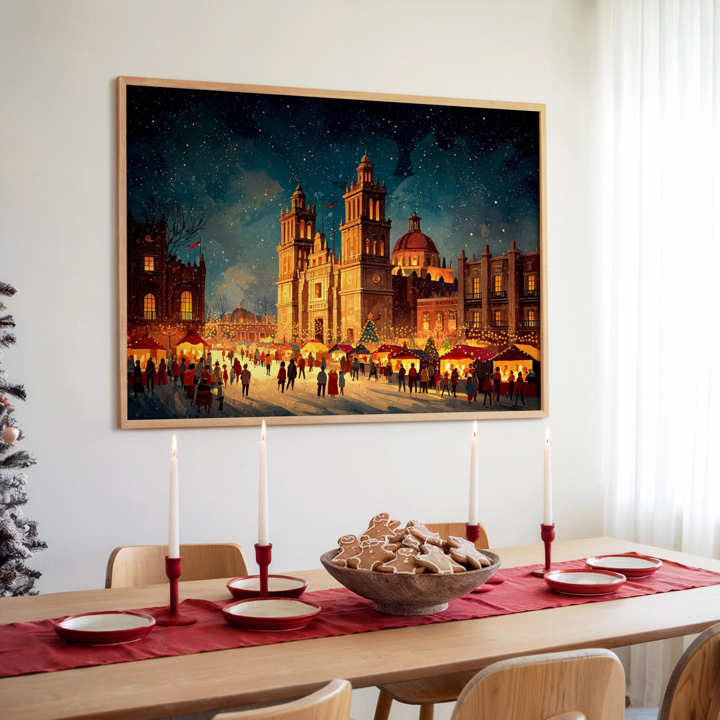 Mexico City Mexico Christmas Wall Art, Custom Large Travel Poster Print, World Location Painting