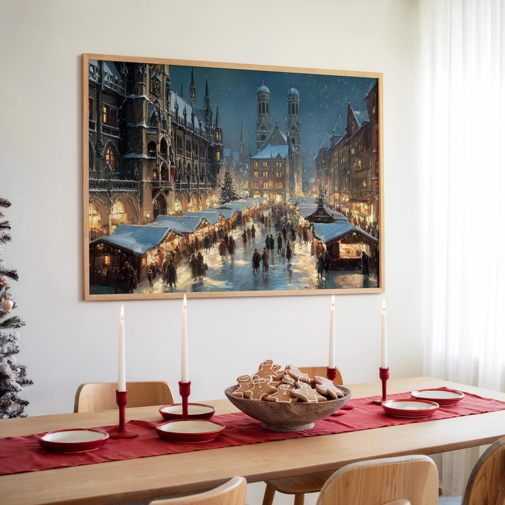 Munich Germany Christmas Wall Art, Custom Large Travel Poster Print, World Location Painting