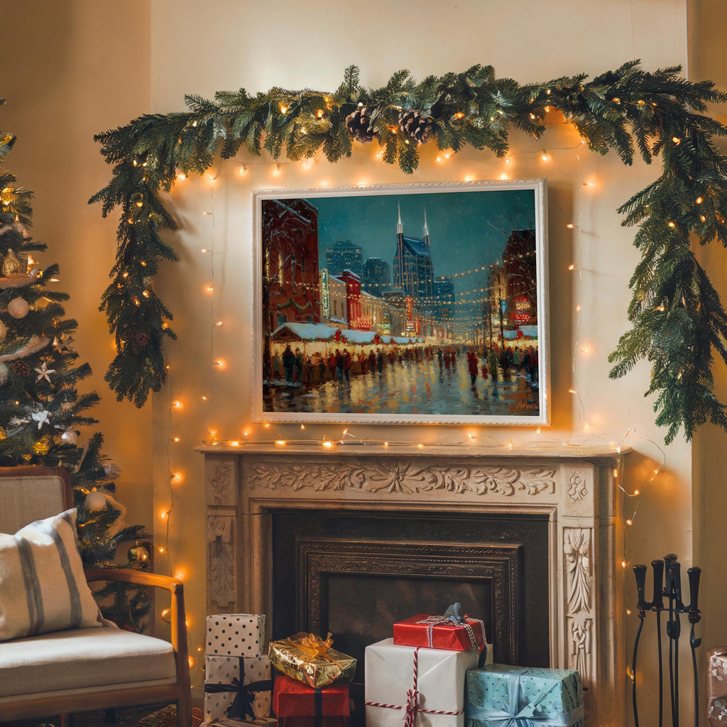 Nashville Tennessee Christmas Wall Art, Custom Large Travel Poster Print, World Location Painting
