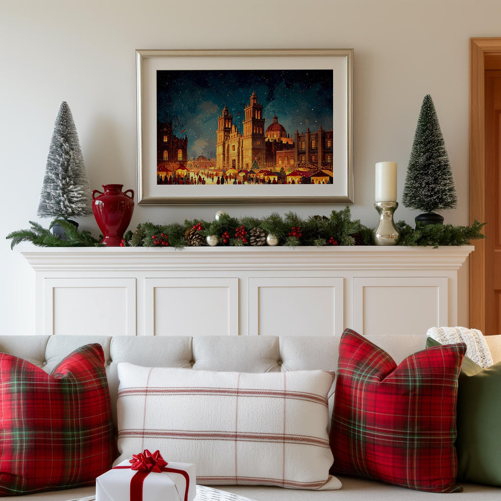Mexico City Mexico Christmas Wall Art, Custom Large Travel Poster Print, World Location Painting
