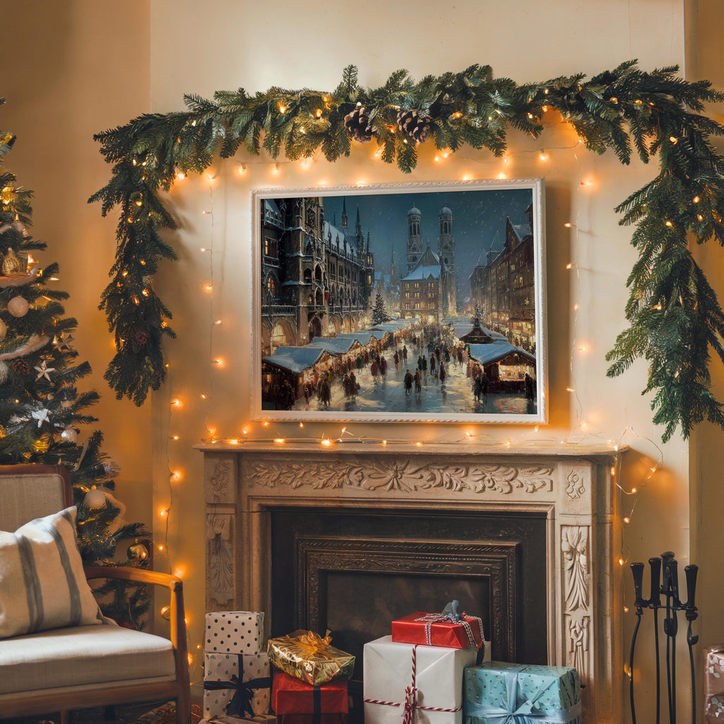 Munich Germany Christmas Wall Art, Custom Large Travel Poster Print, World Location Painting
