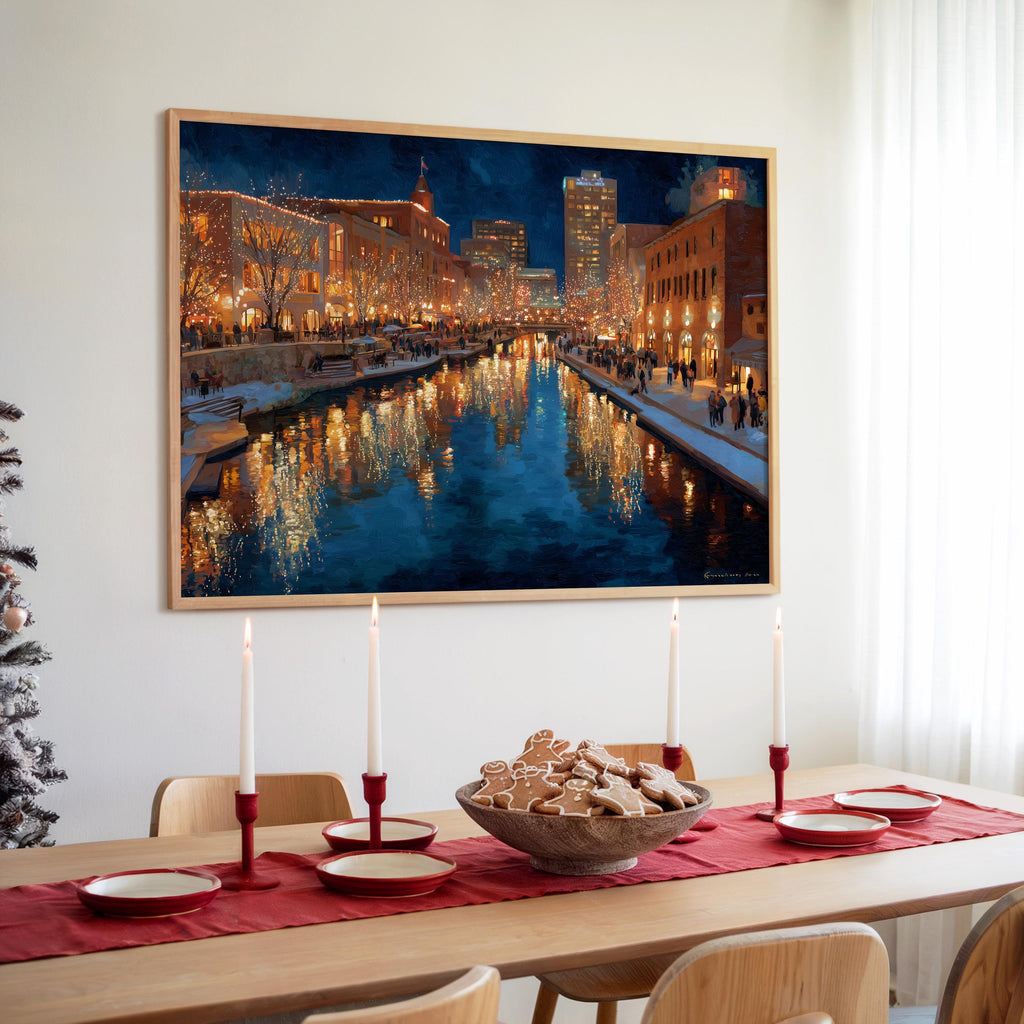 Oklahoma City Oklahoma Christmas Wall Art, Custom Large Travel Poster Print, World Location Painting