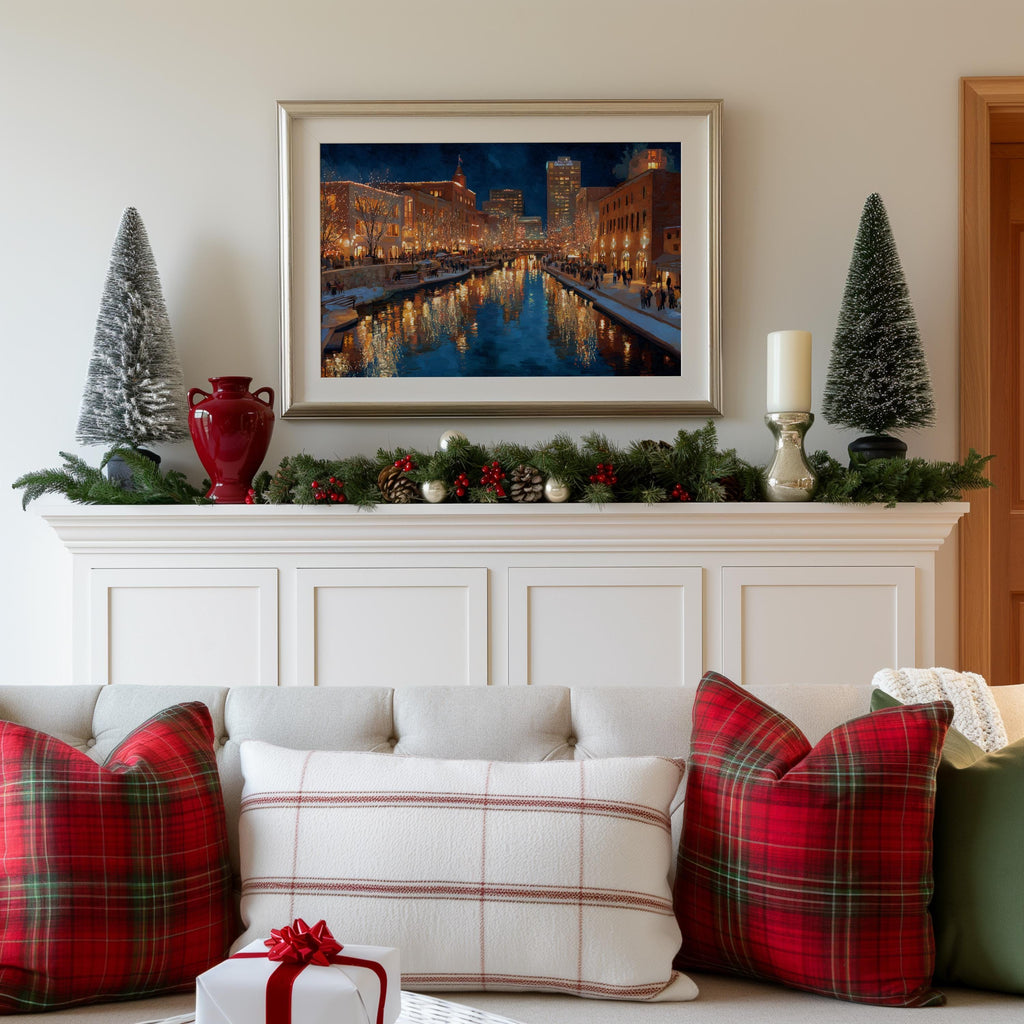 Oklahoma City Oklahoma Christmas Wall Art, Custom Large Travel Poster Print, World Location Painting