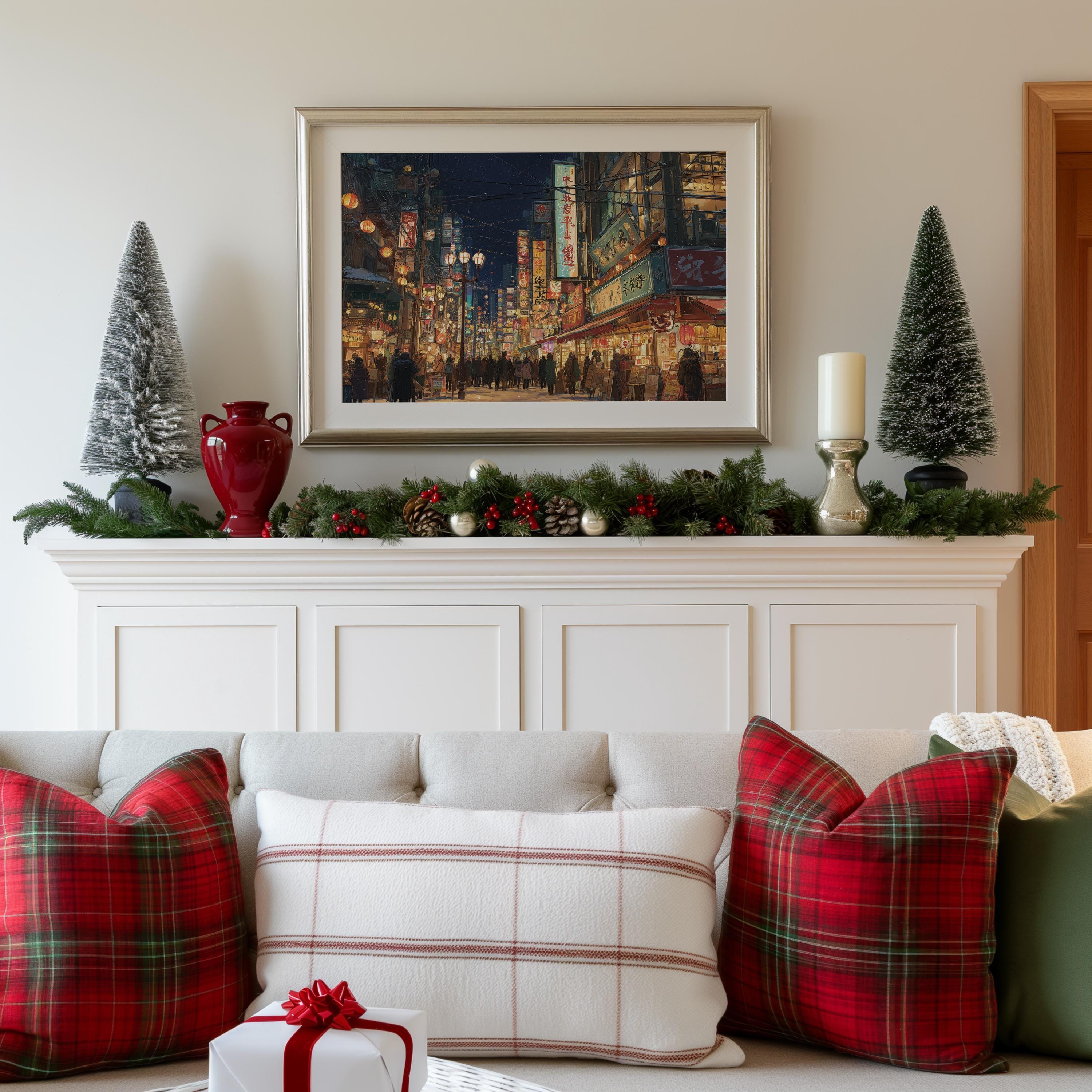 Osaka Christmas Wall Art, Custom Japan Large Travel Poster Print, World Location Painting