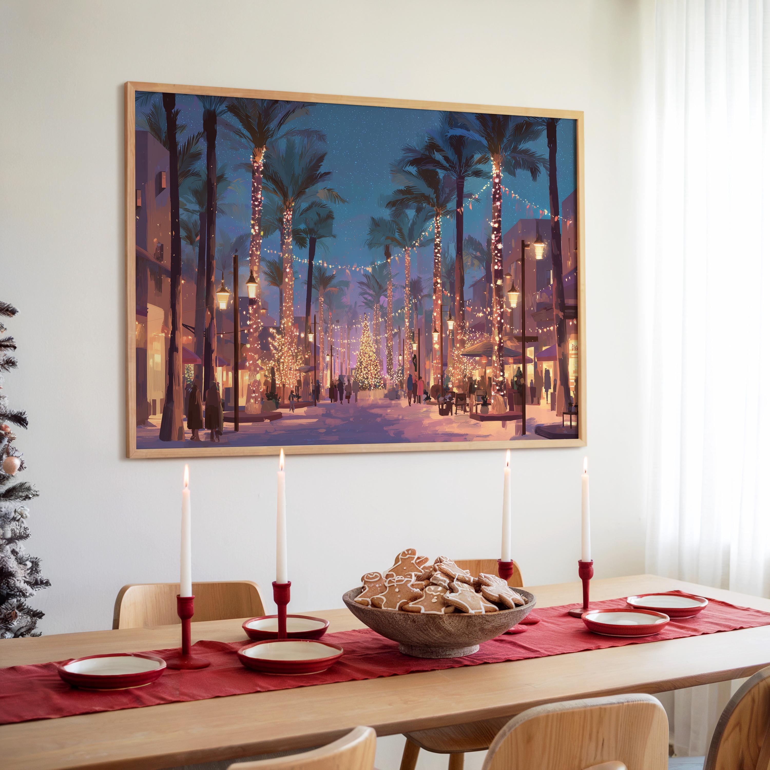 Phoenix Arizona Christmas Wall Art, Custom Large Travel Poster Print, World Location Painting