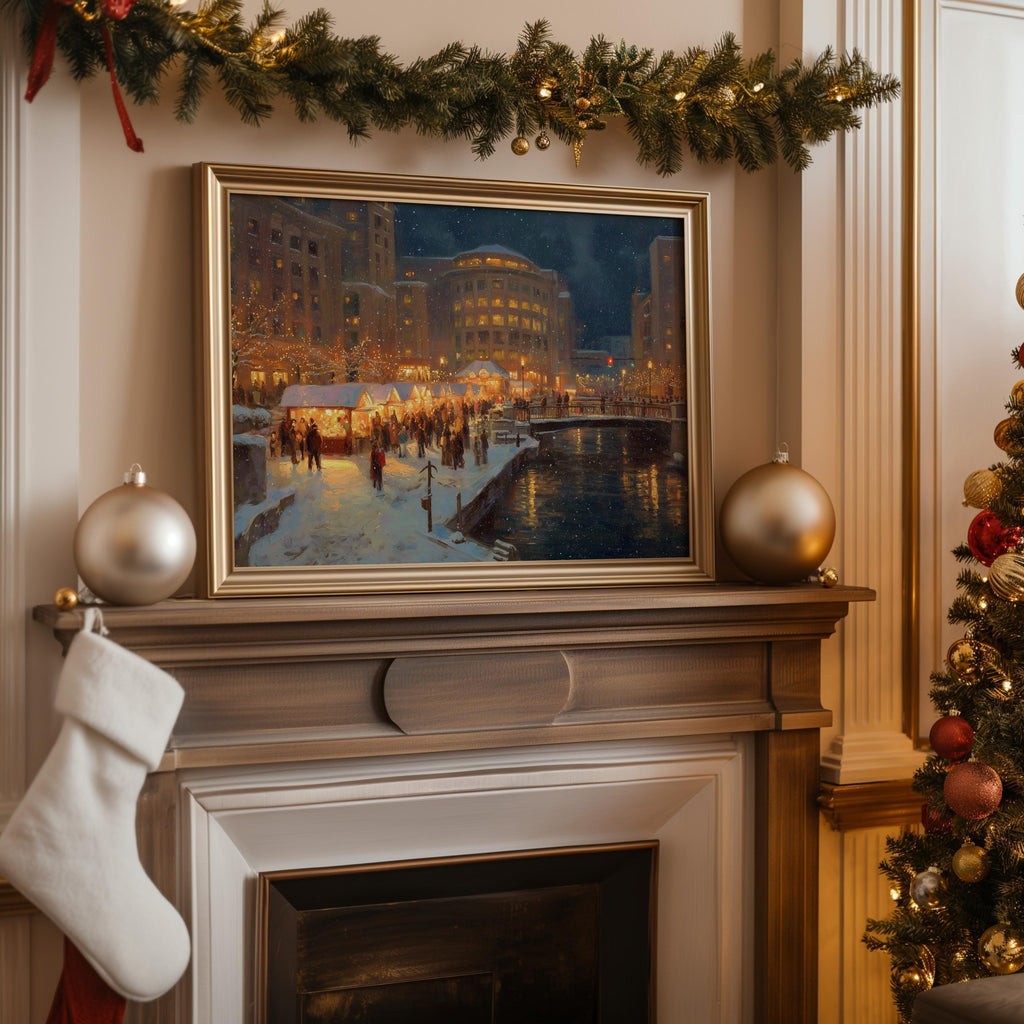 Providence Rhode Island Christmas Wall Art, Custom Large Travel Poster Print, World Location Painting