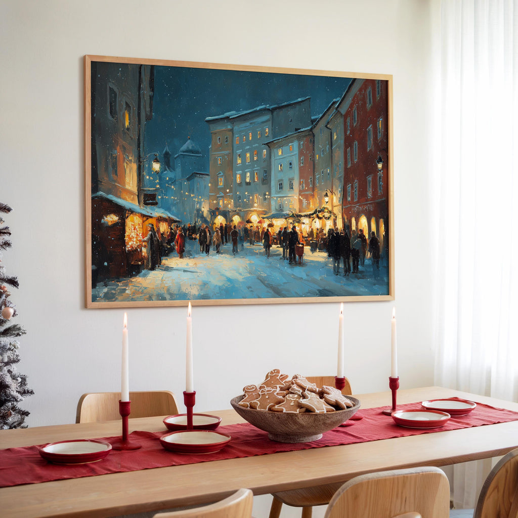 Salzburg Austria Christmas Wall Art, Custom Large Travel Poster Print, World Location Painting