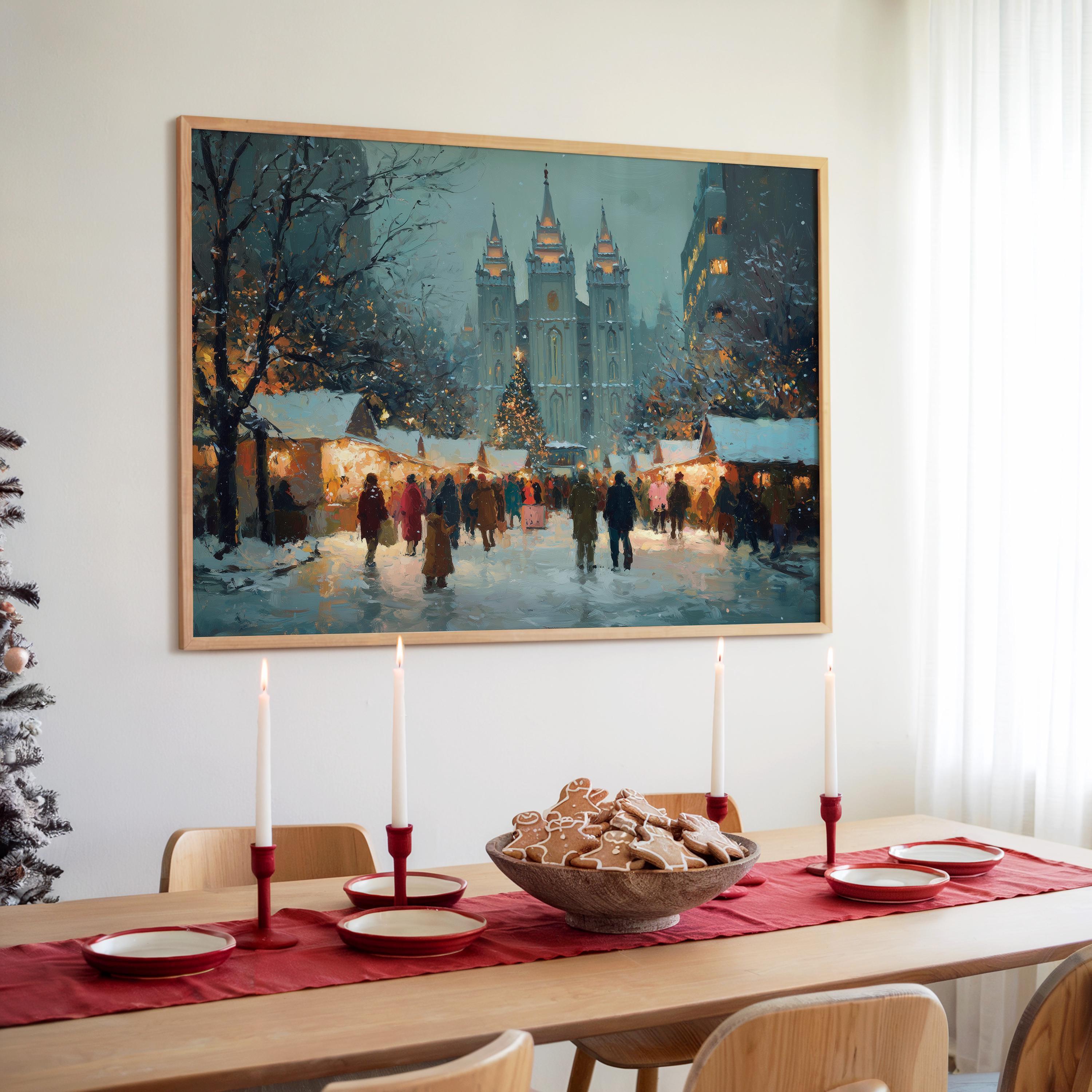 Salt Lake City Utah Christmas Wall Art, Custom Large Travel Poster Print, World Location Painting