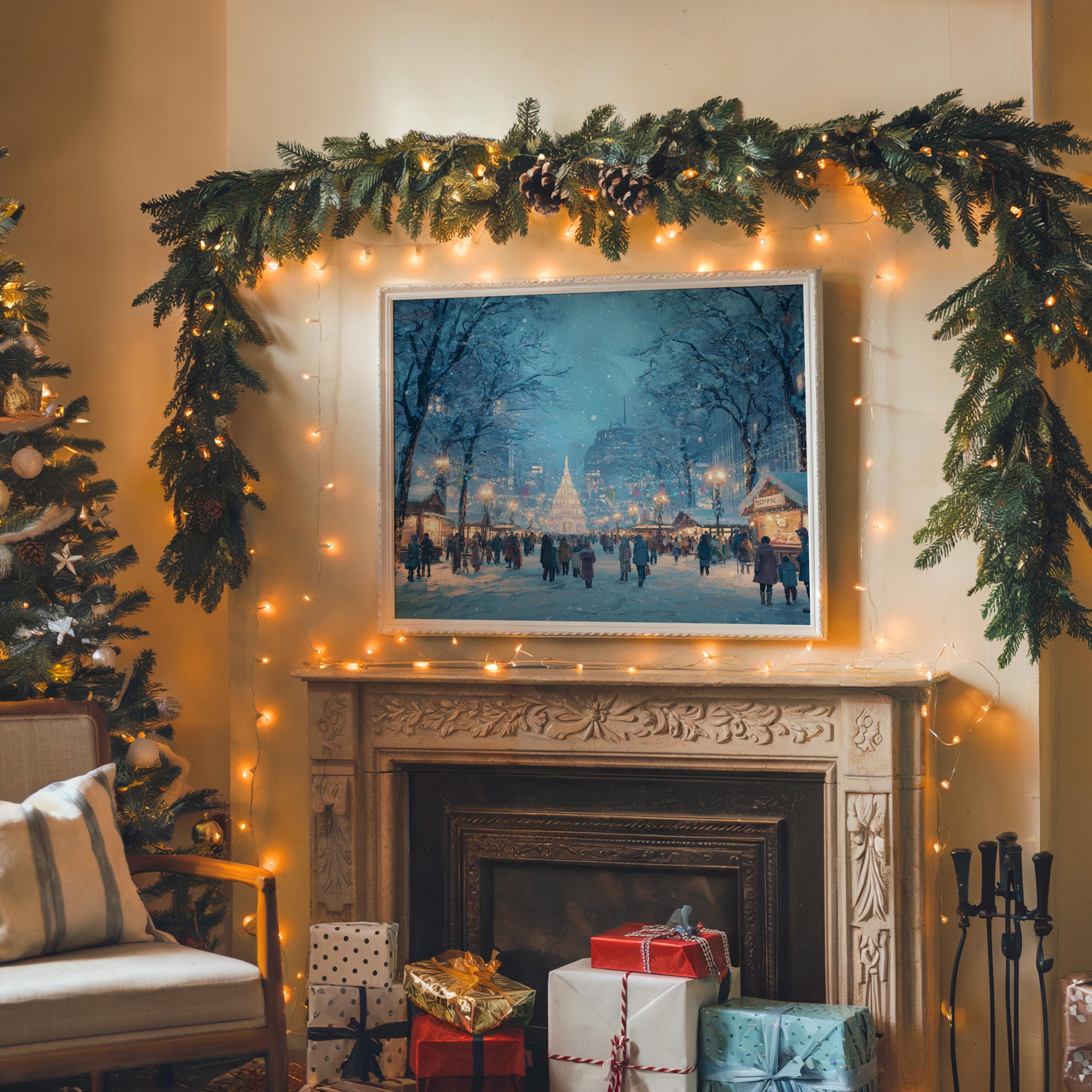 Sapporo Japan Christmas Wall Art, Custom Large Travel Poster Print, World Location Painting