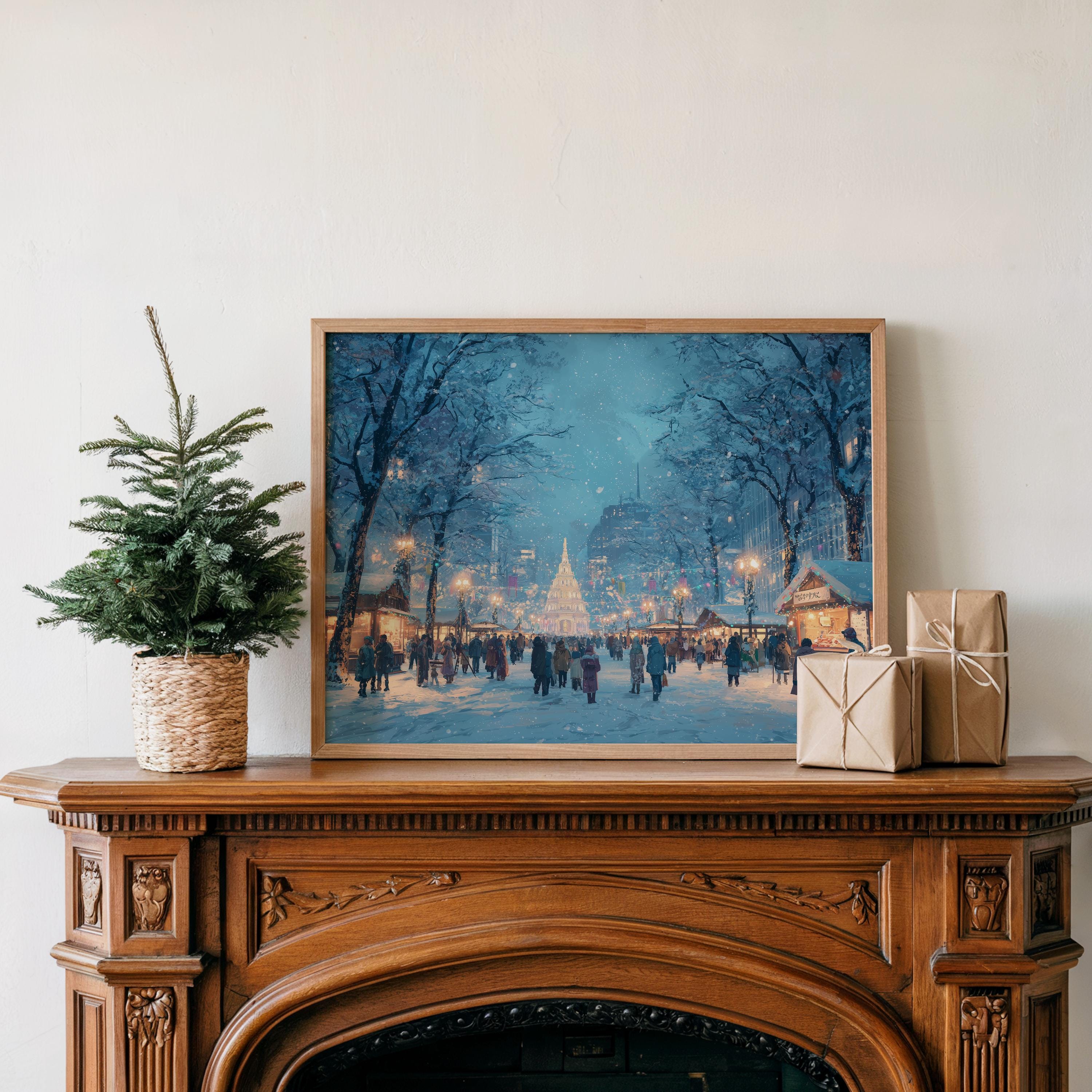 Sapporo Japan Christmas Wall Art, Custom Large Travel Poster Print, World Location Painting