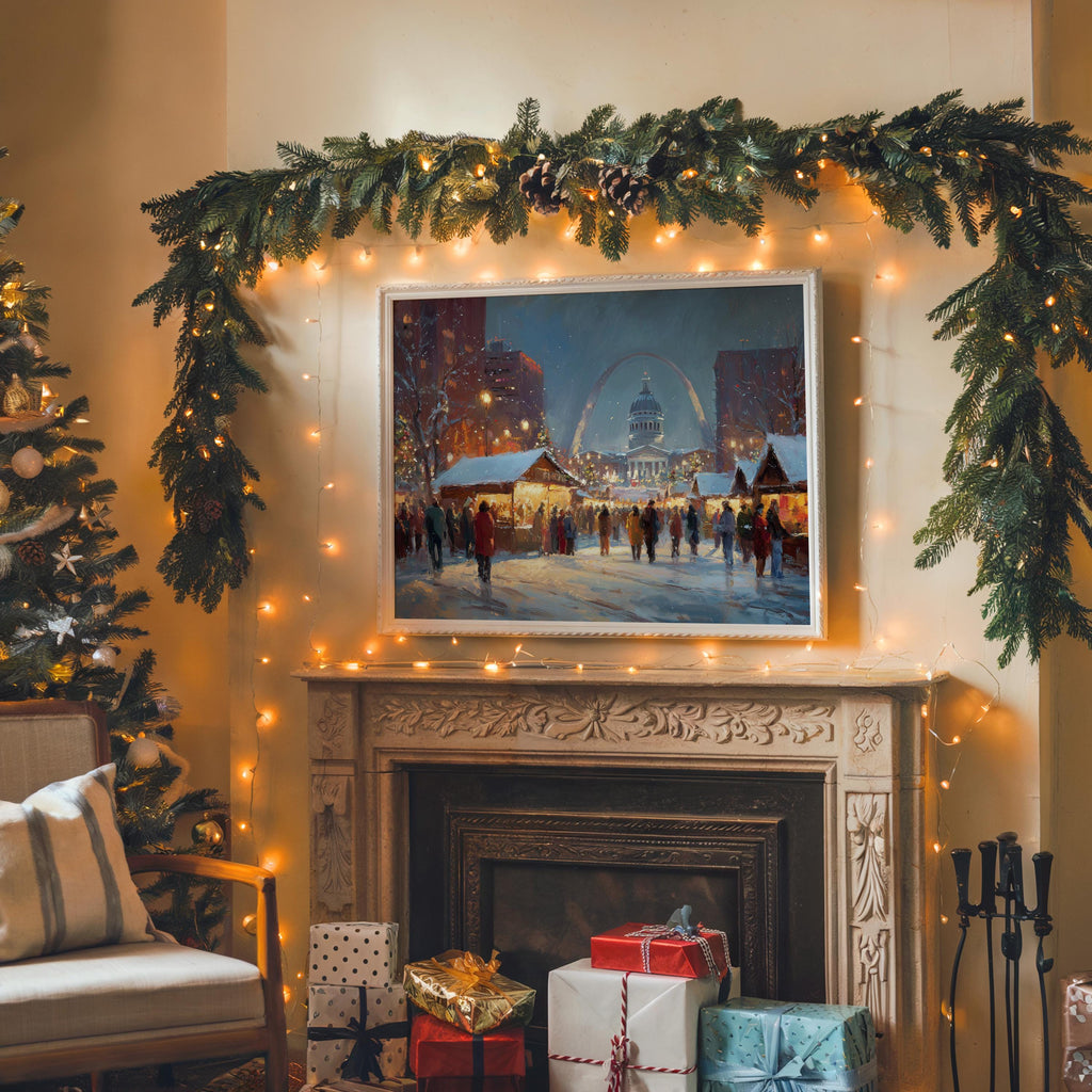St Louis Missouri Christmas Wall Art, Custom Large Travel Poster Print, World Location Painting