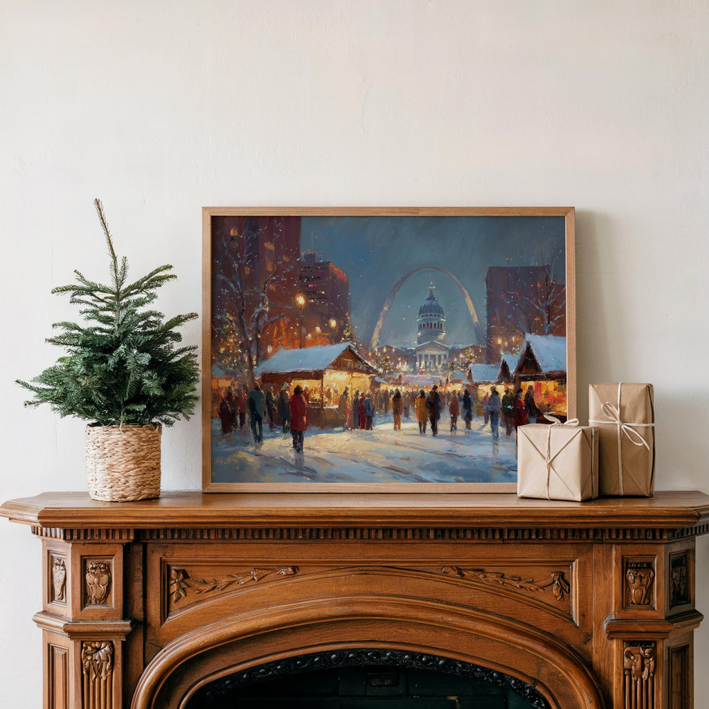 St Louis Missouri Christmas Wall Art, Custom Large Travel Poster Print, World Location Painting
