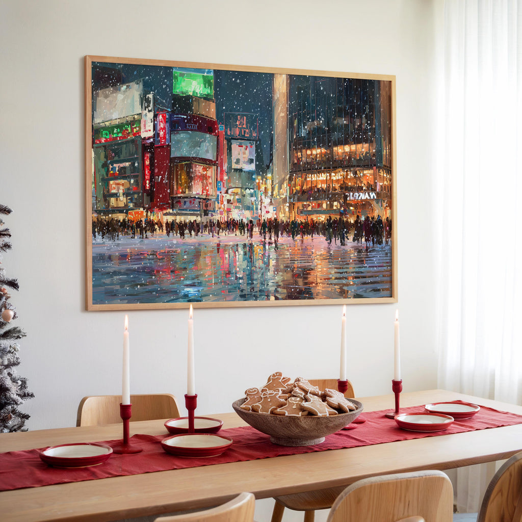 Tokyo Japan Christmas Wall Art, Custom Large Travel Poster Print, World Location Painting