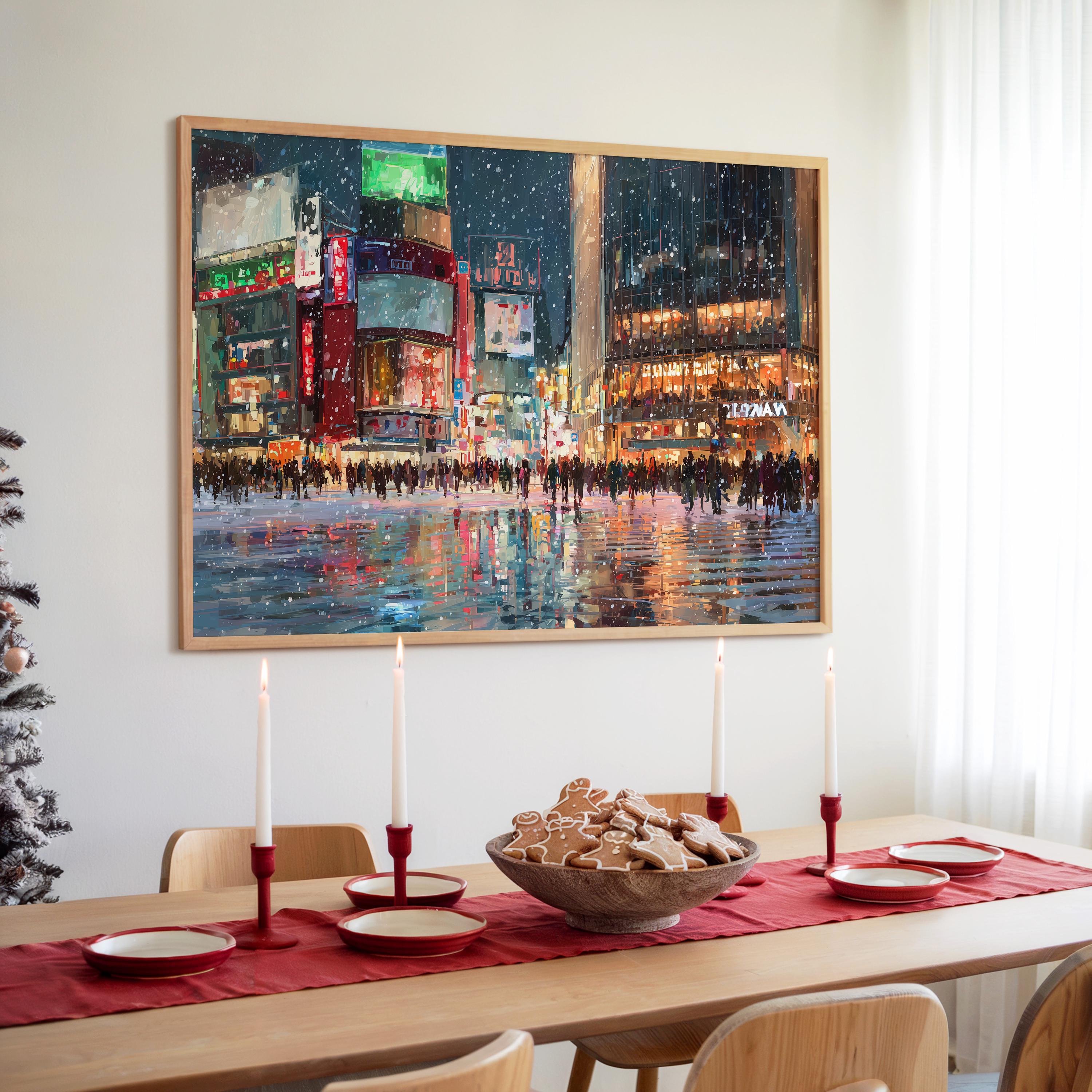 Tokyo Japan Christmas Wall Art, Custom Large Travel Poster Print, World Location Painting