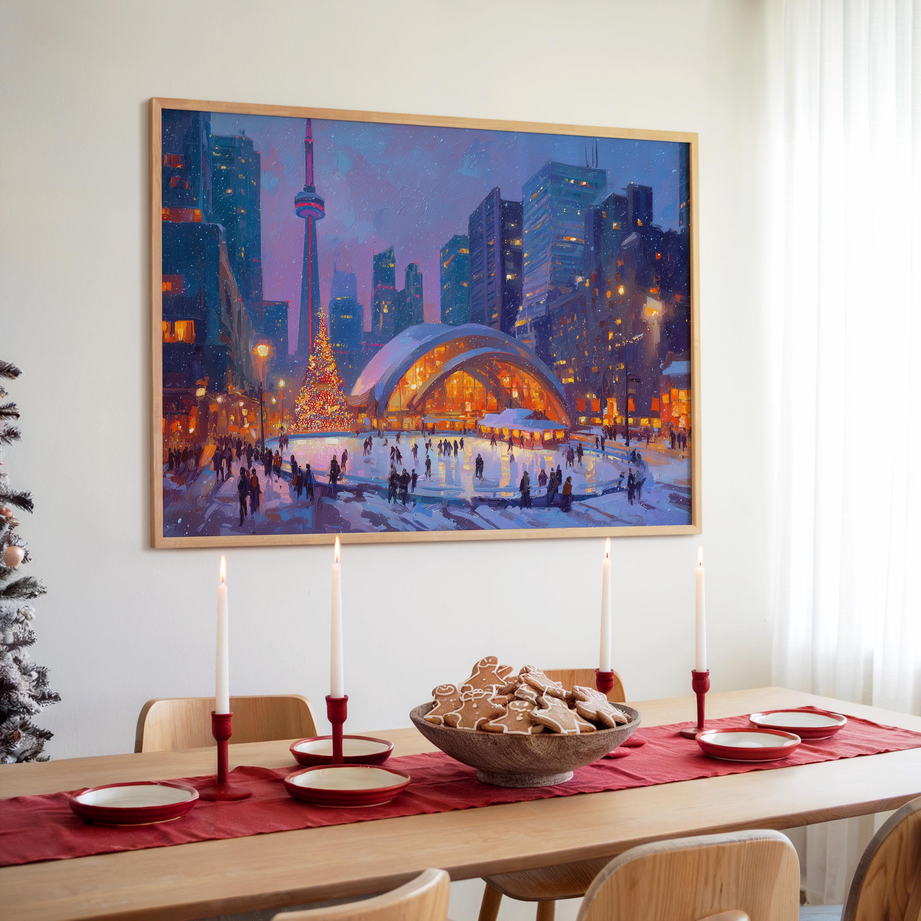 Toronto Canada Christmas Wall Art, Custom Large Travel Poster Print, World Location Painting