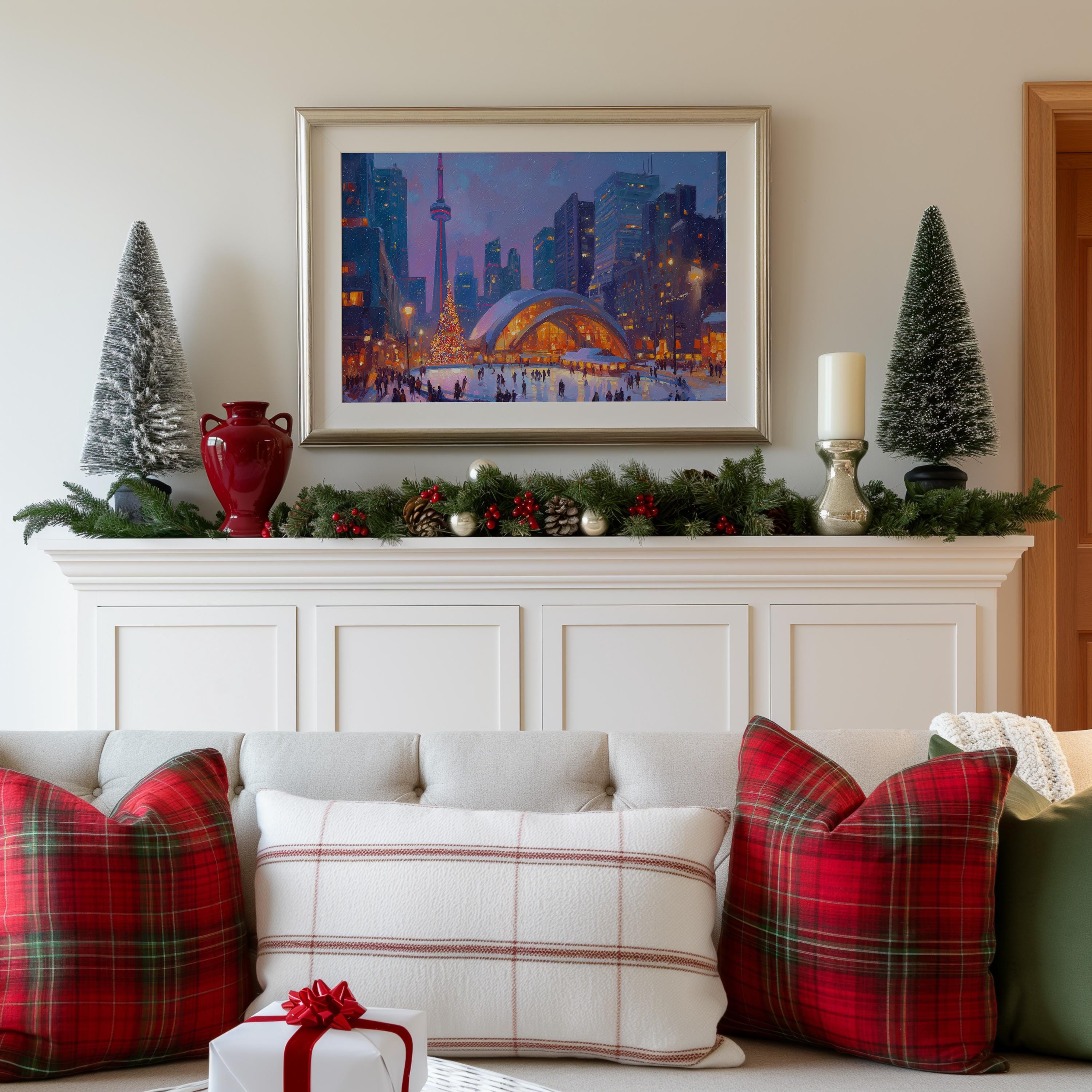 Toronto Canada Christmas Wall Art, Custom Large Travel Poster Print, World Location Painting