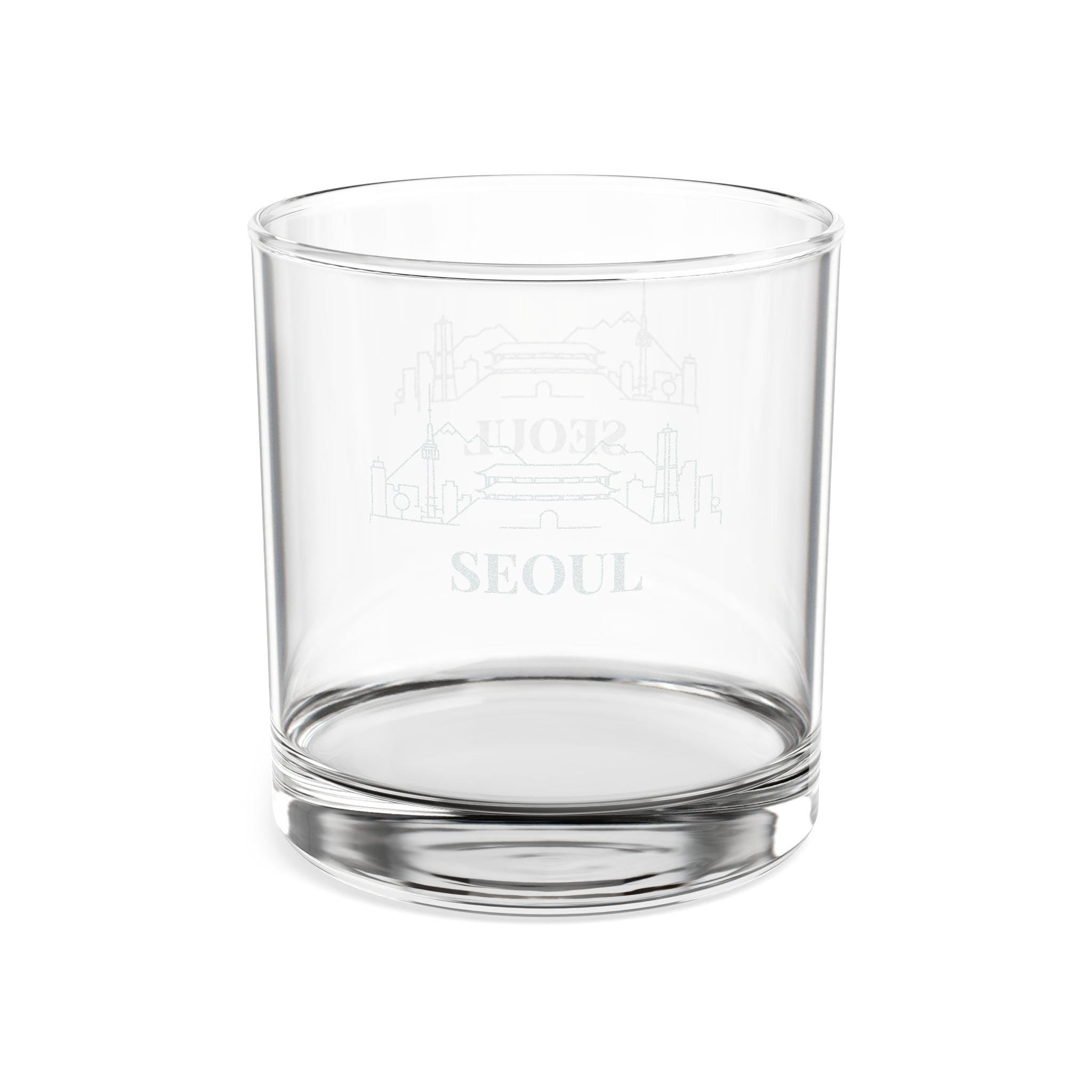 Engraved SEOUL Whiskey Glass, Personalized Dad Rocks Glass, Custom Etched Skyline Gift Souvenir